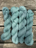 150 yd of Worsted weight 100%  American Alpaca yarn, 2 ply, from our alpacas. Hand dyed.