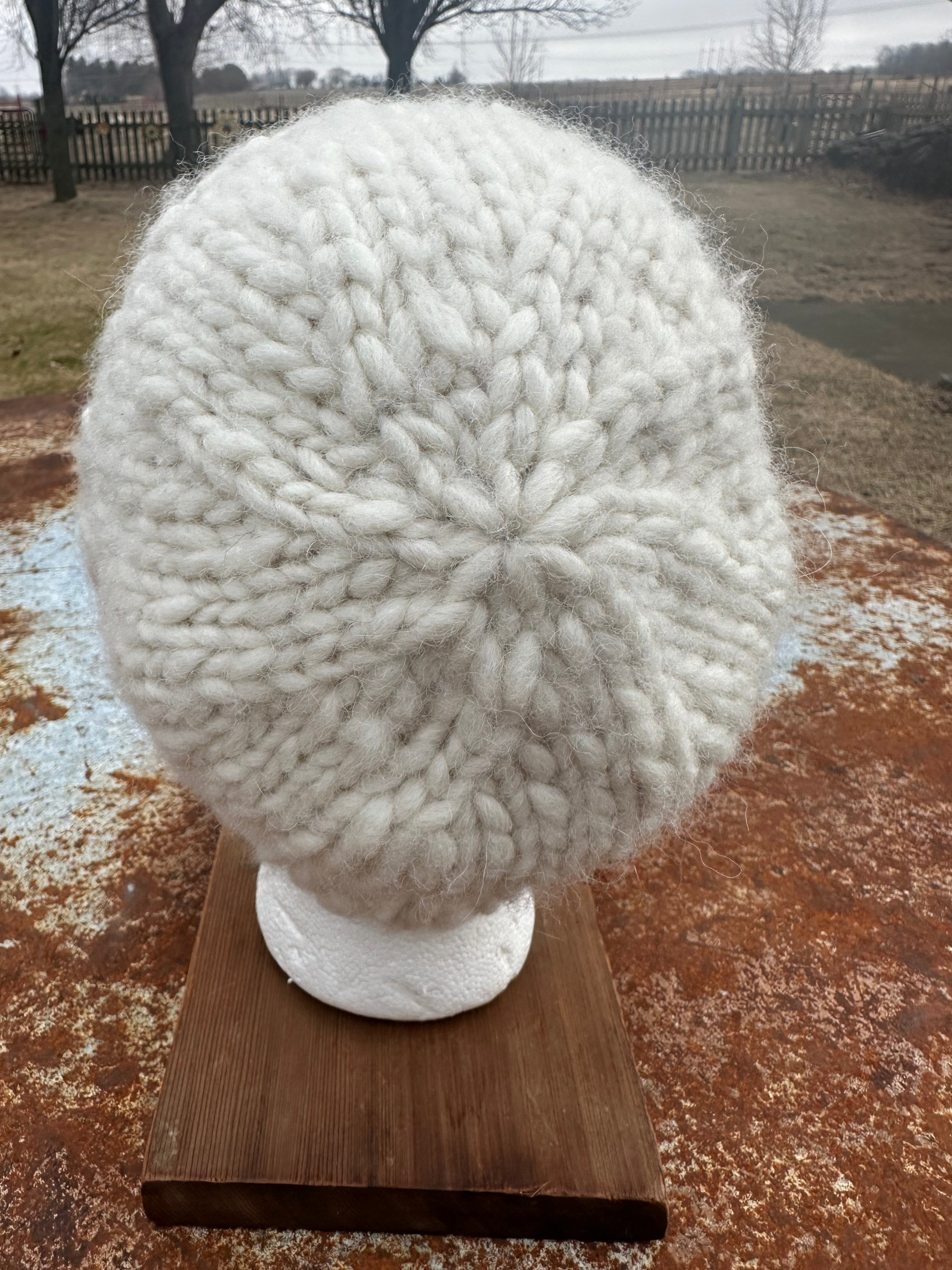 Chunky 100% Alpaca hand knit hat. Natural fiber.