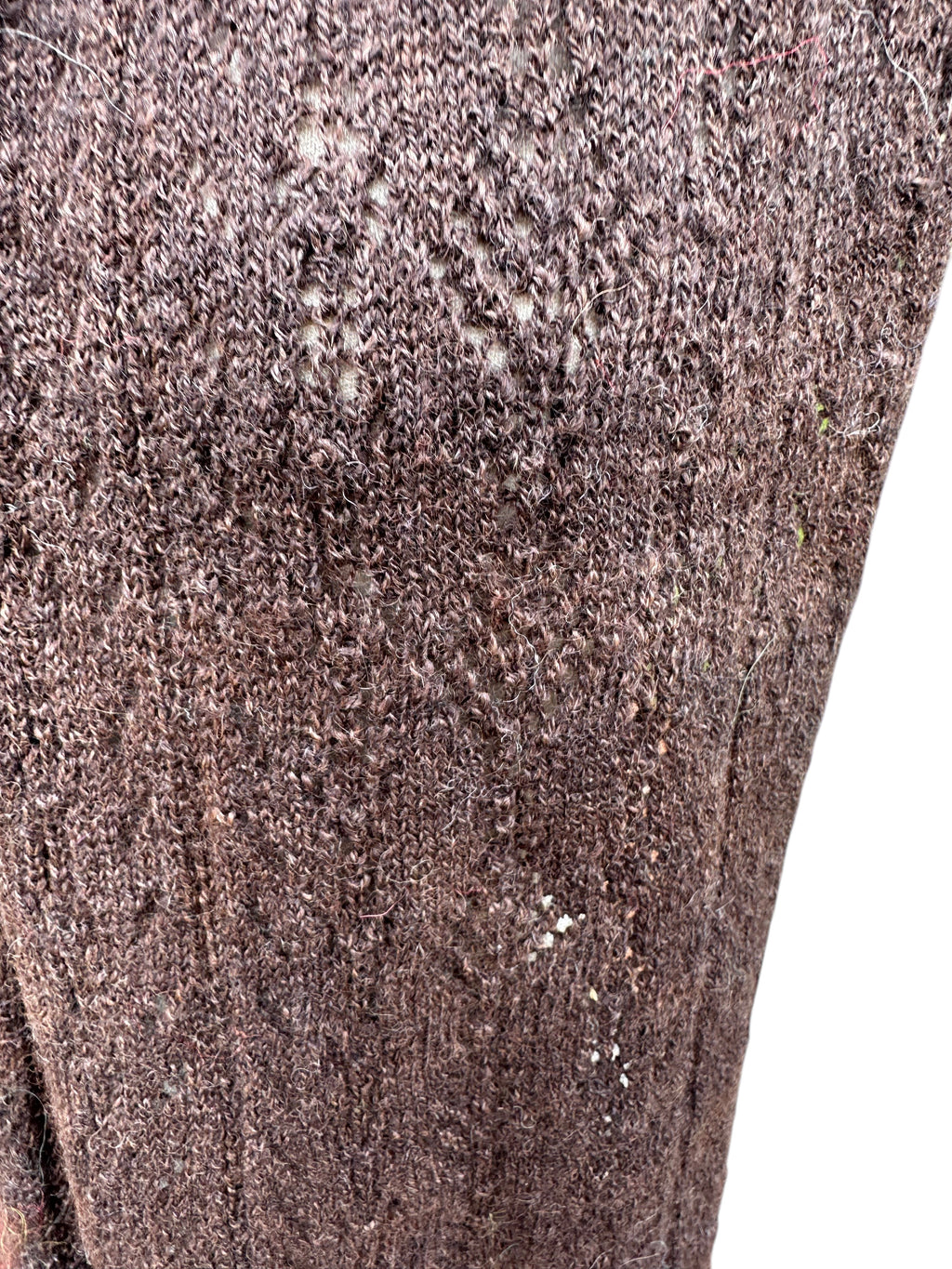 Oak Crest Alpacas and More dark brown machine knit alpaca lace scarf with soft textured pattern