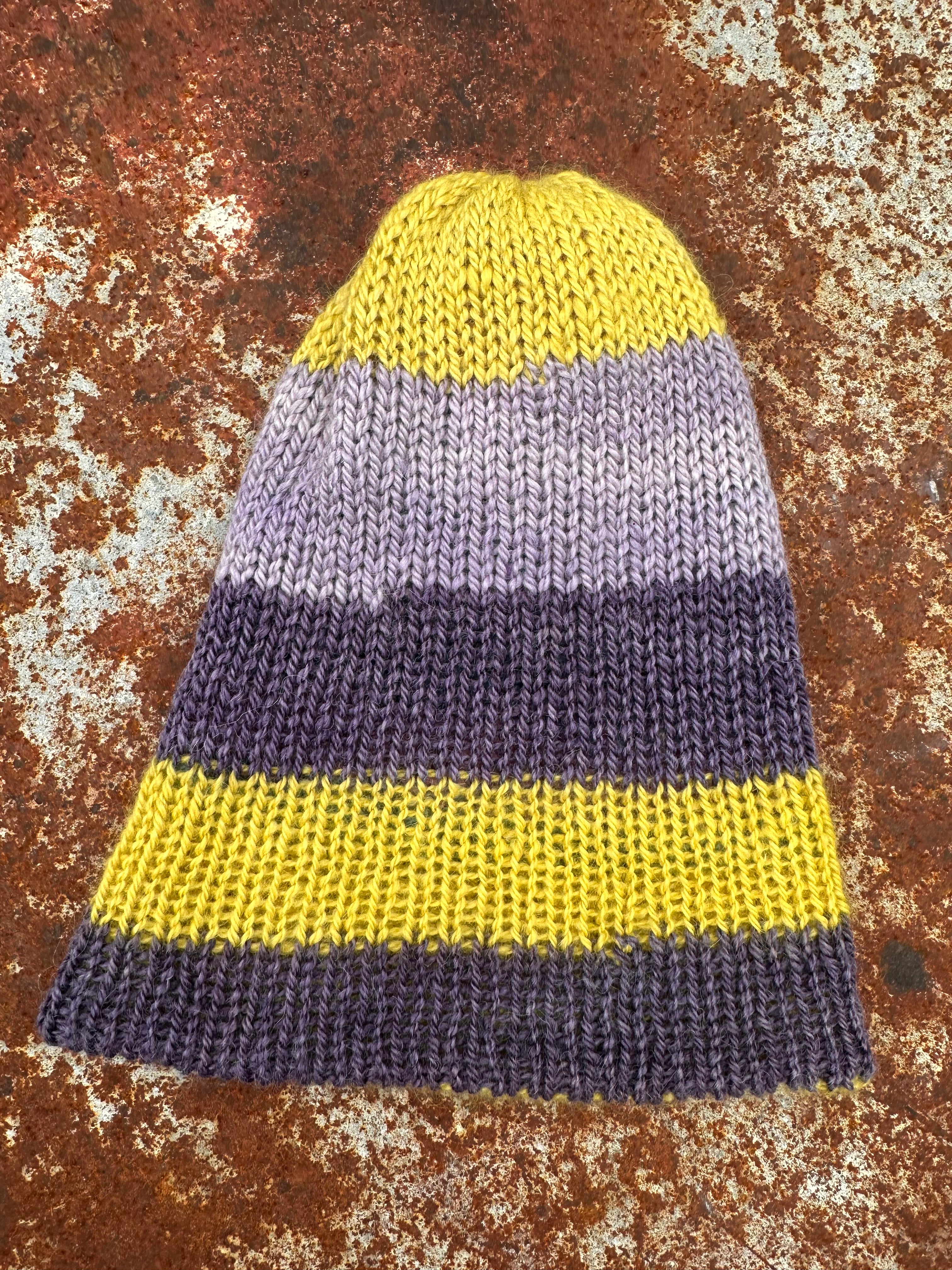 Thick Reversible English Double knit Alpaca hat with fold over brim