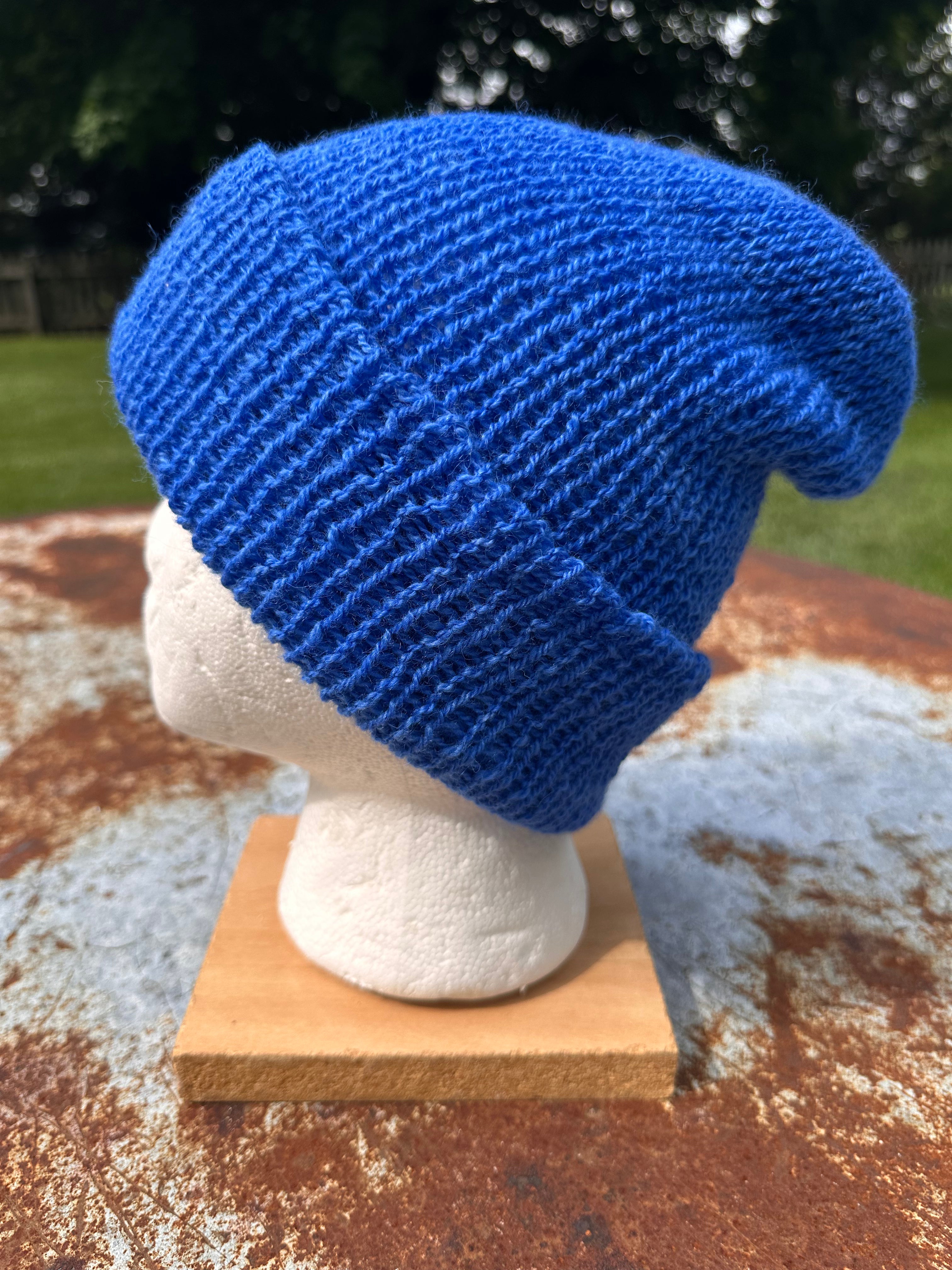Lightweight double knit Alpaca hat with fold over brim