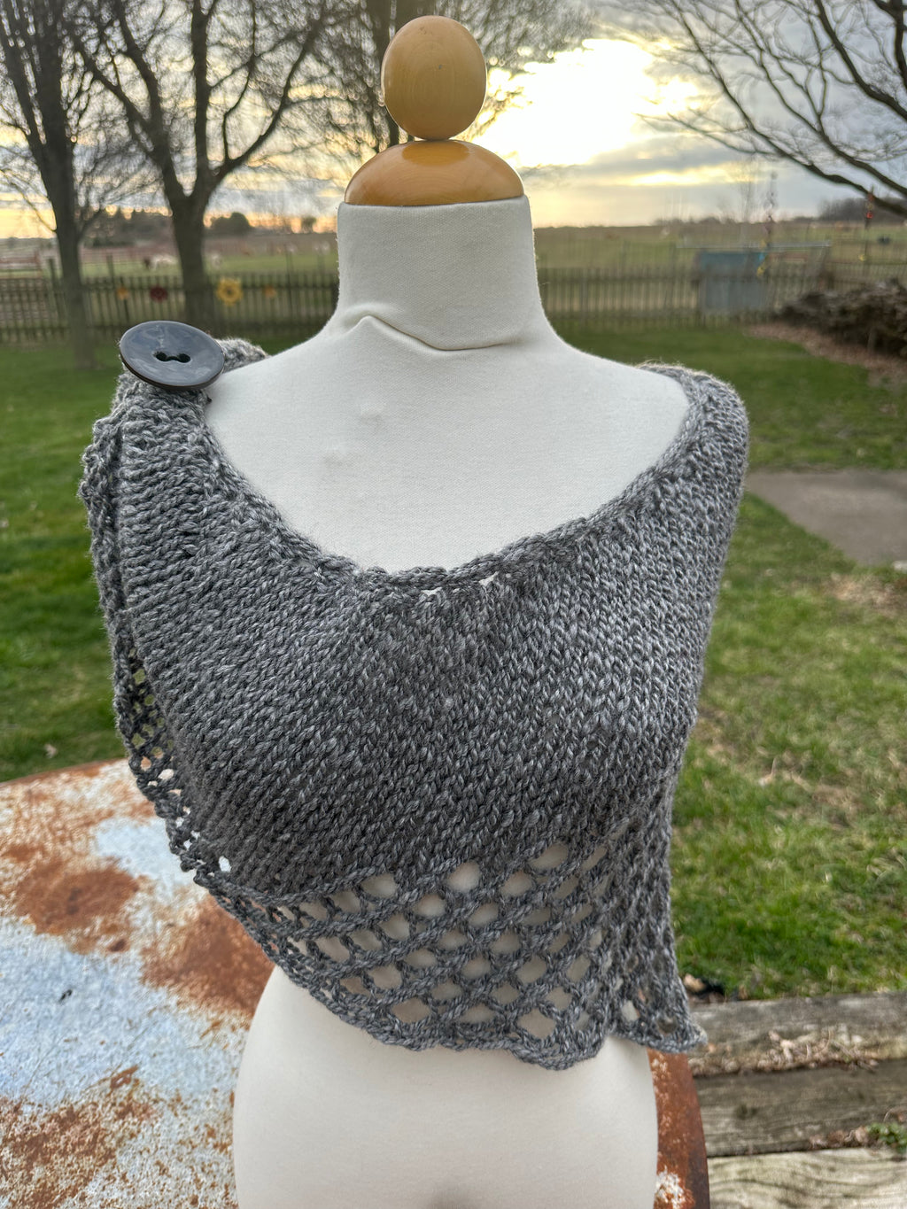 Alpaca hand knit  shawl. Luxury.