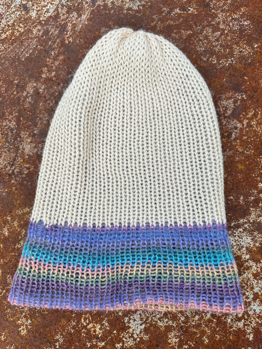 Double knit 100% Alpaca hat with fold over brim. Reversible. 3 colors.