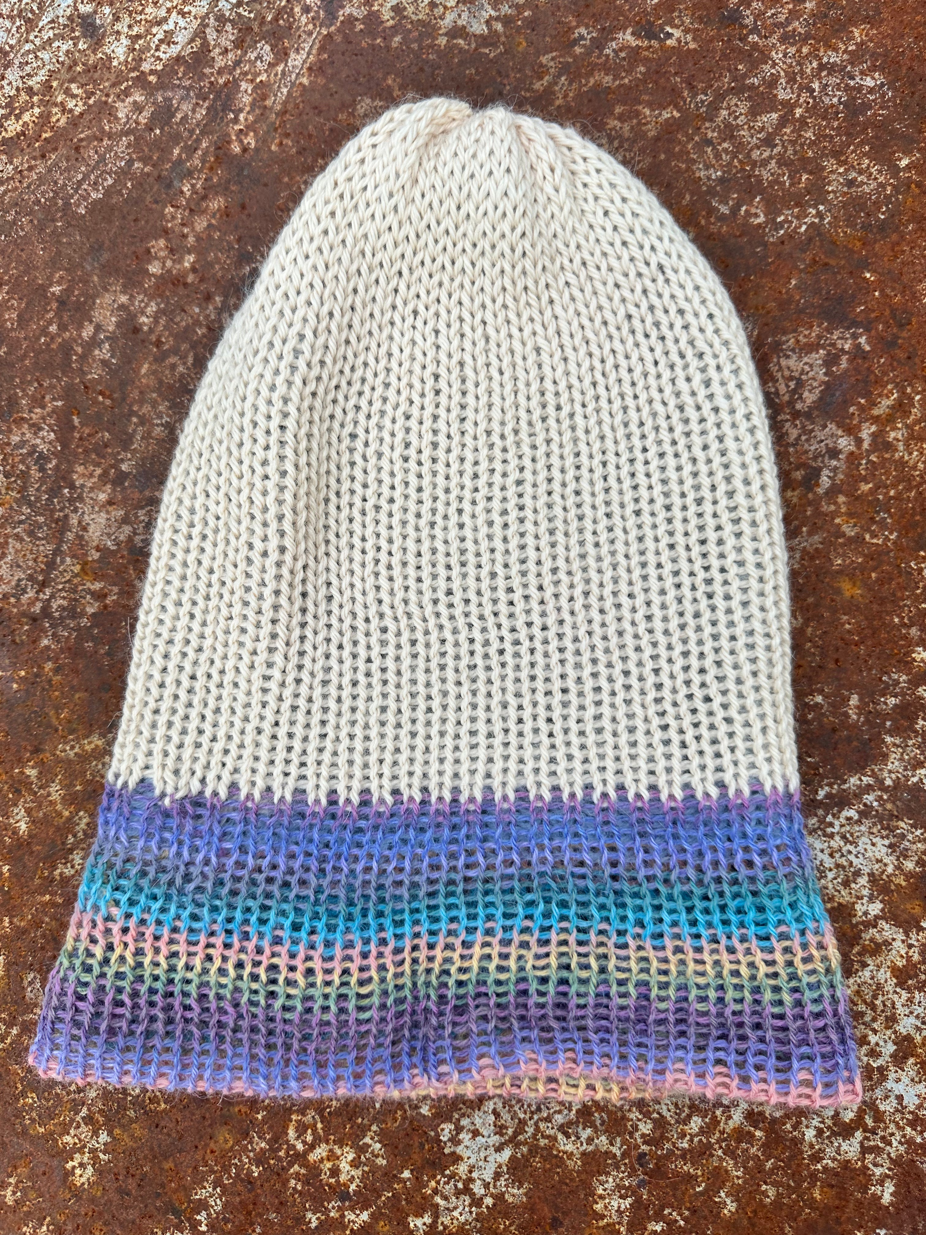 Double knit 100% Alpaca hat with fold over brim. Reversible. 3 colors.