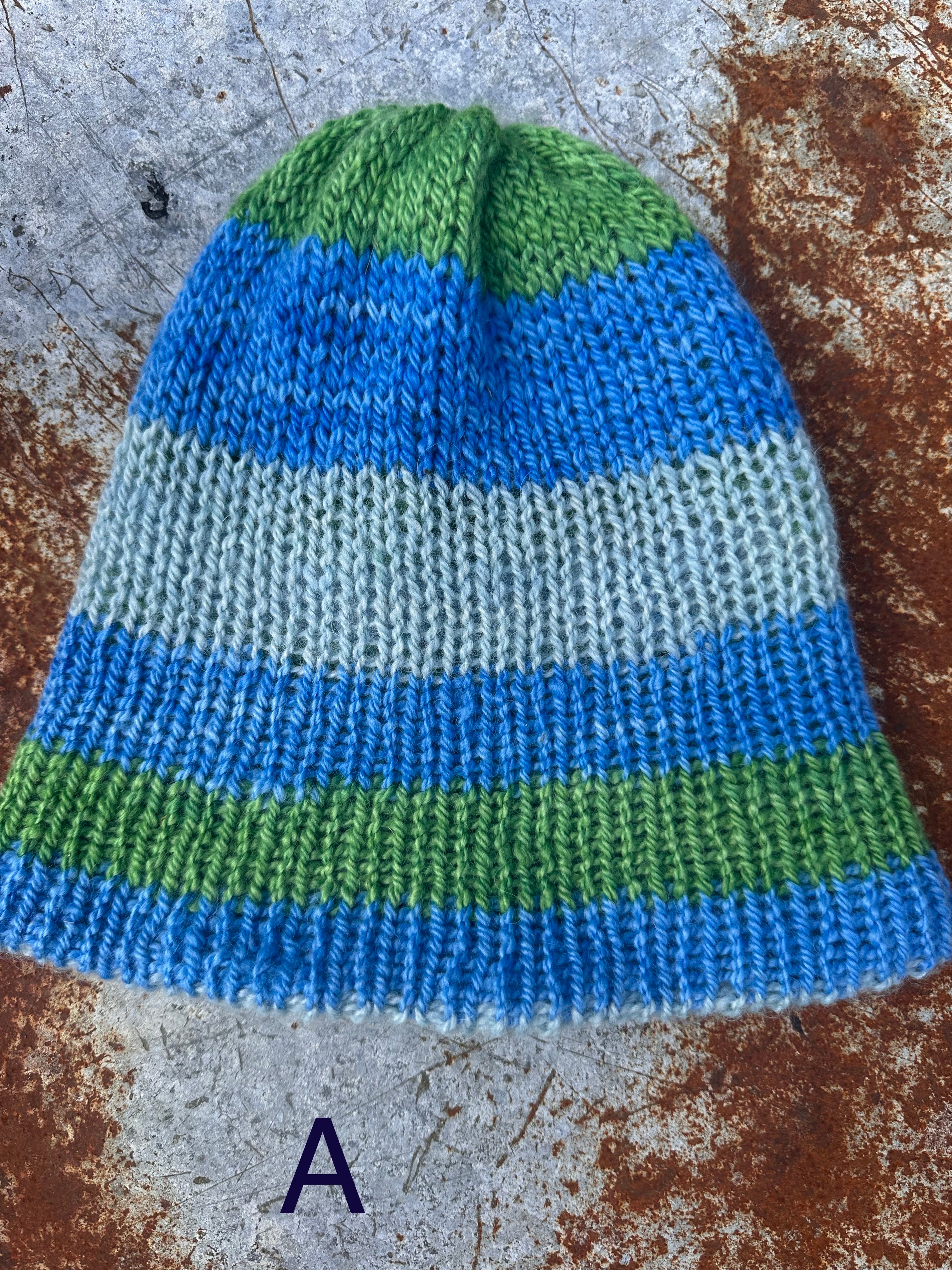 Thick Reversible English Double knit Alpaca hat with fold over brim