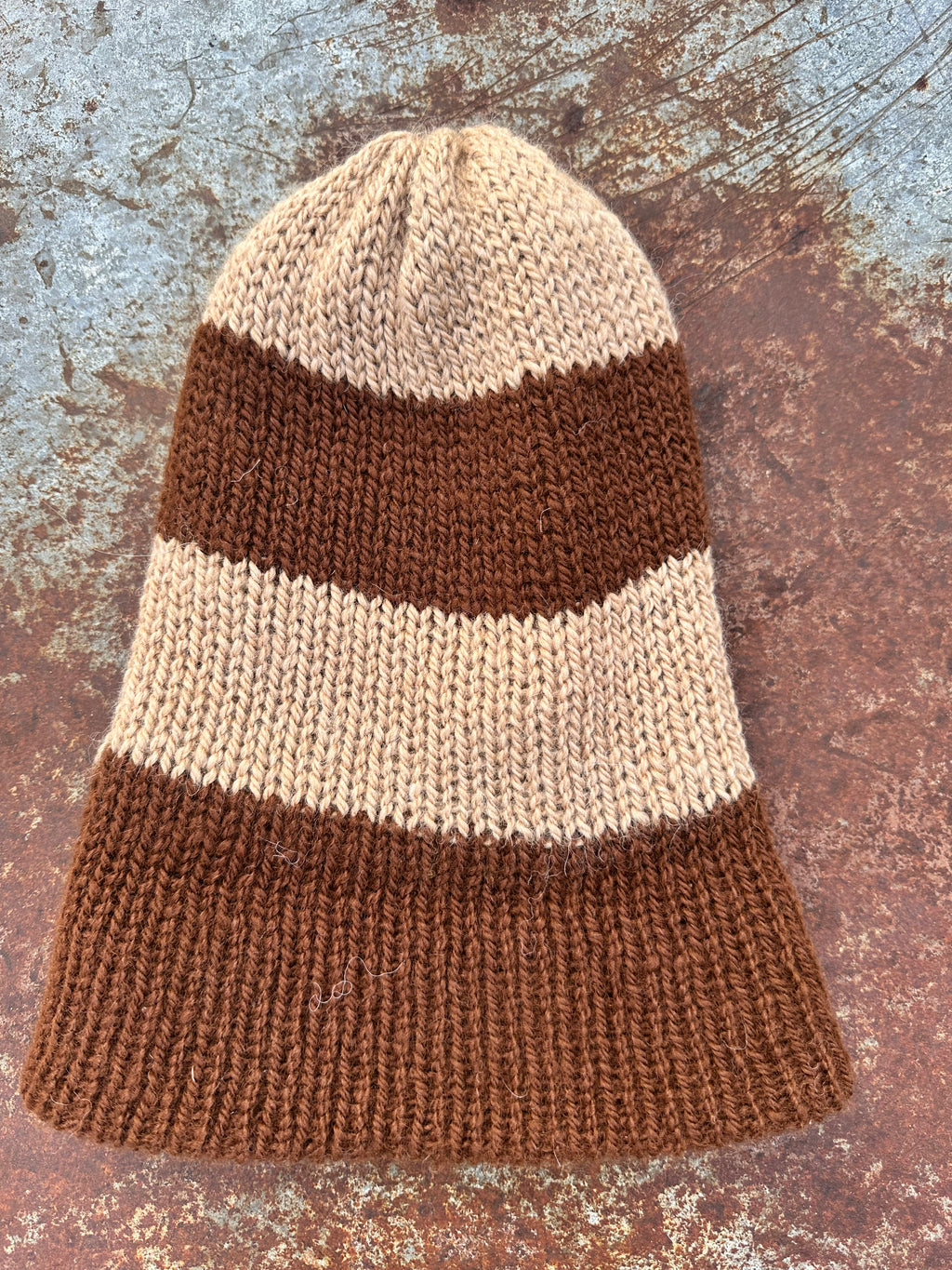Thick Reversible English Double knit Alpaca hat with fold over brim