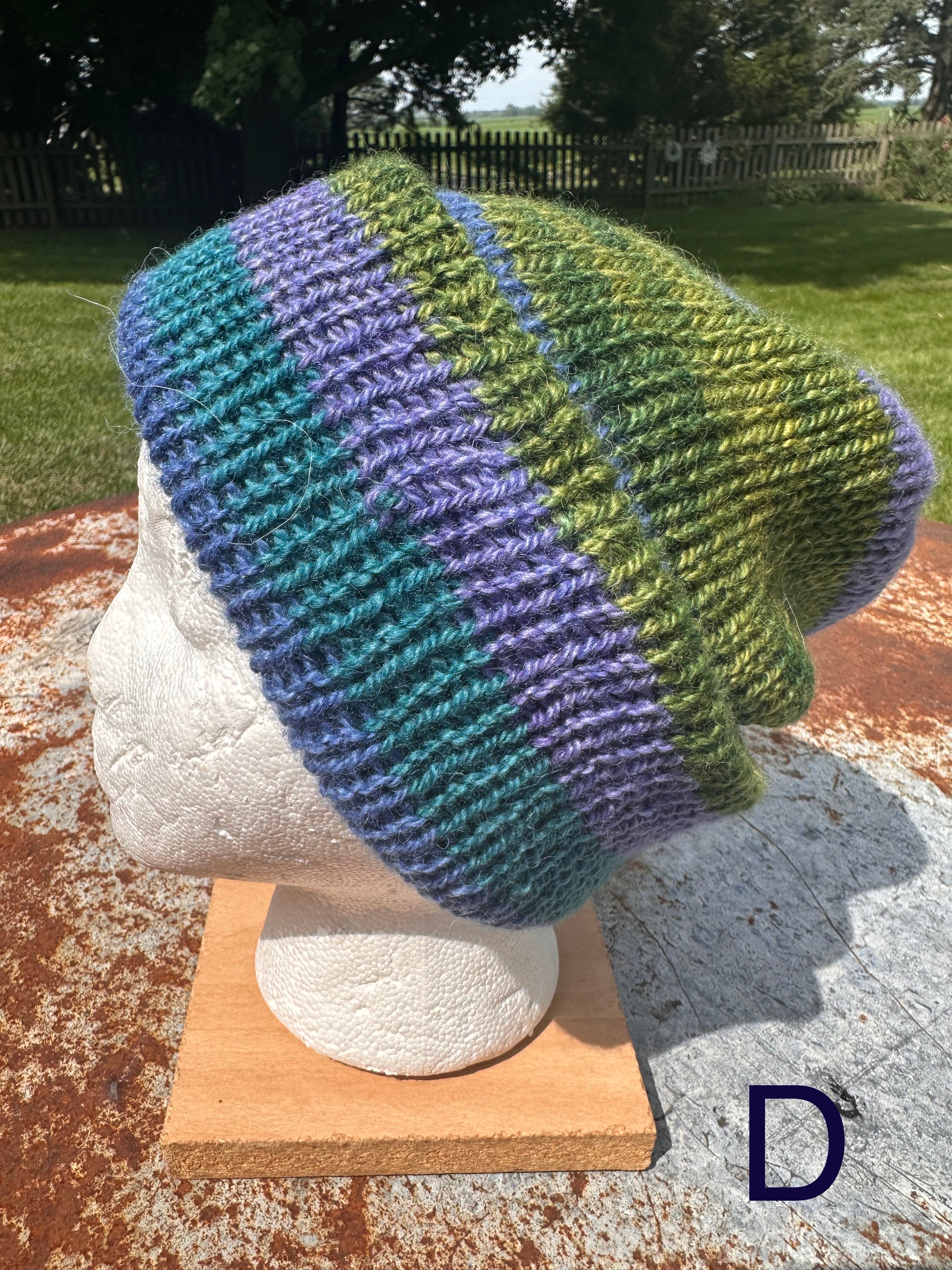 Thick Reversible English Double knit Alpaca hat with fold over brim