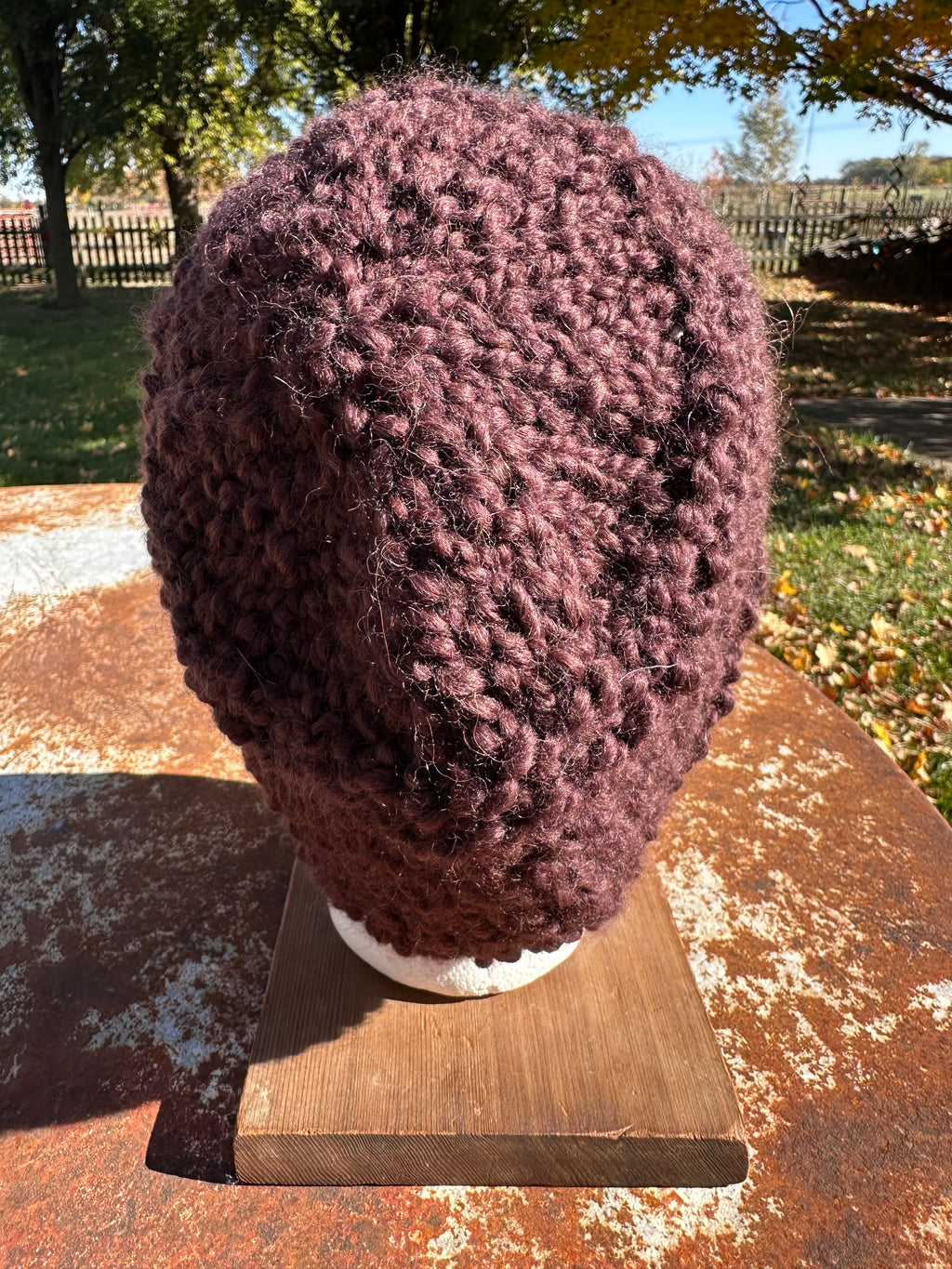 Chunky Boucle hat.  Hand knit. Alpaca/Wool