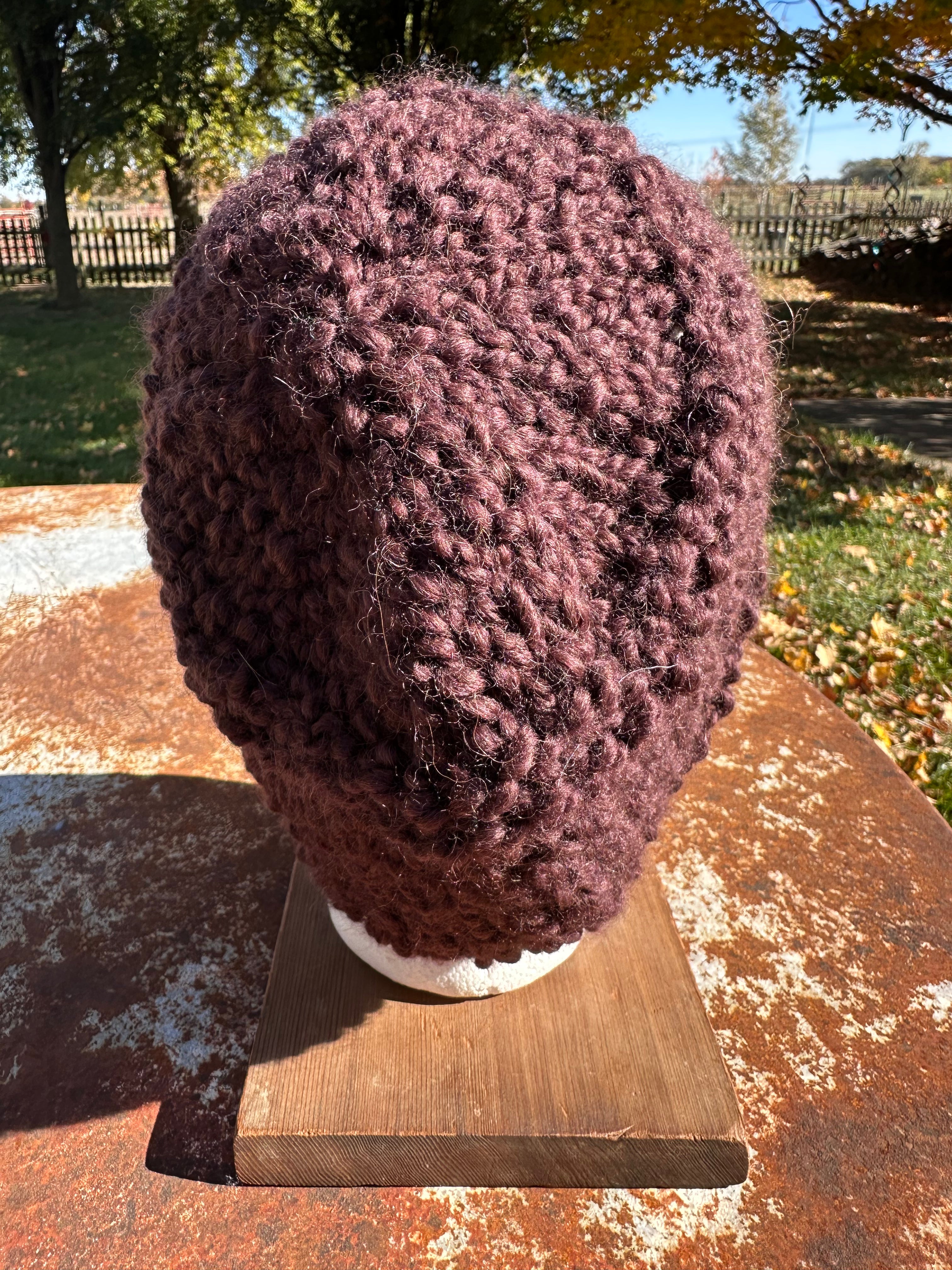Chunky Boucle hat.  Hand knit. Alpaca/Wool