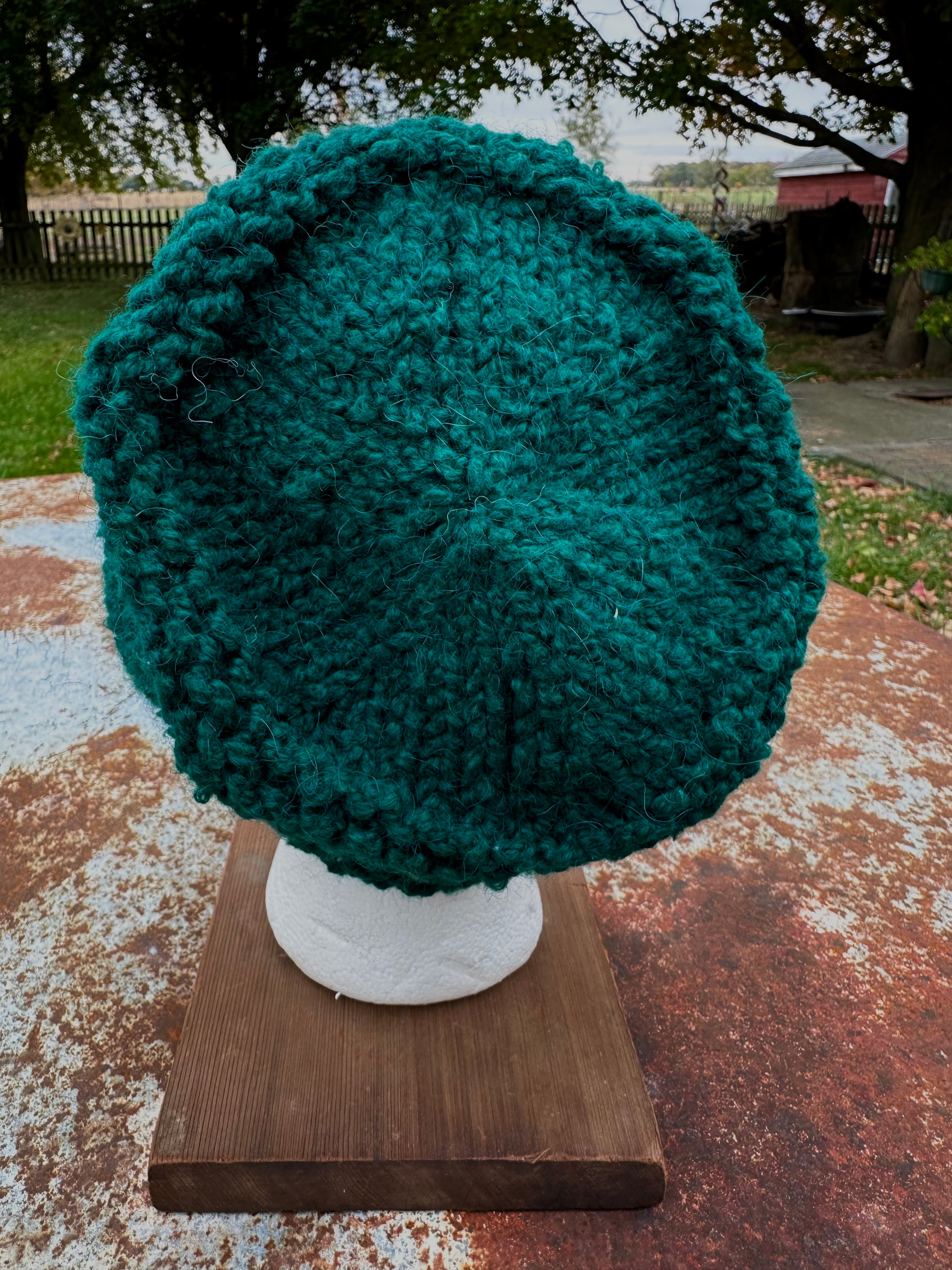Alpaca/Cotton  textured chunky  hat. Hand knit. Natural Fiber.