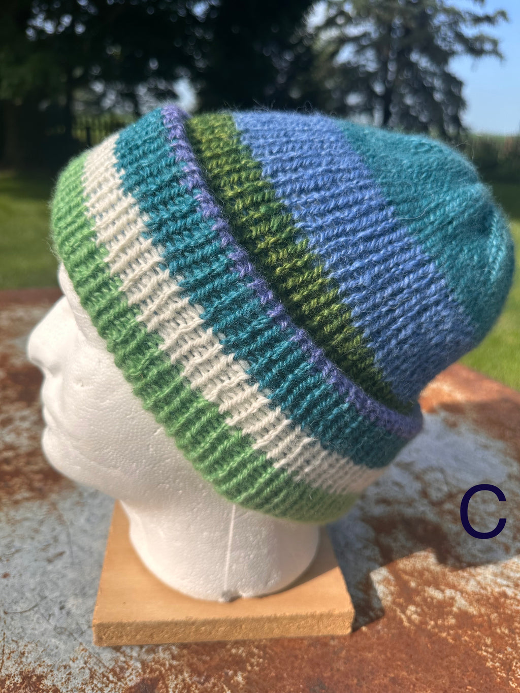 Thick Reversible English Double knit Alpaca hat with fold over brim (Copy)