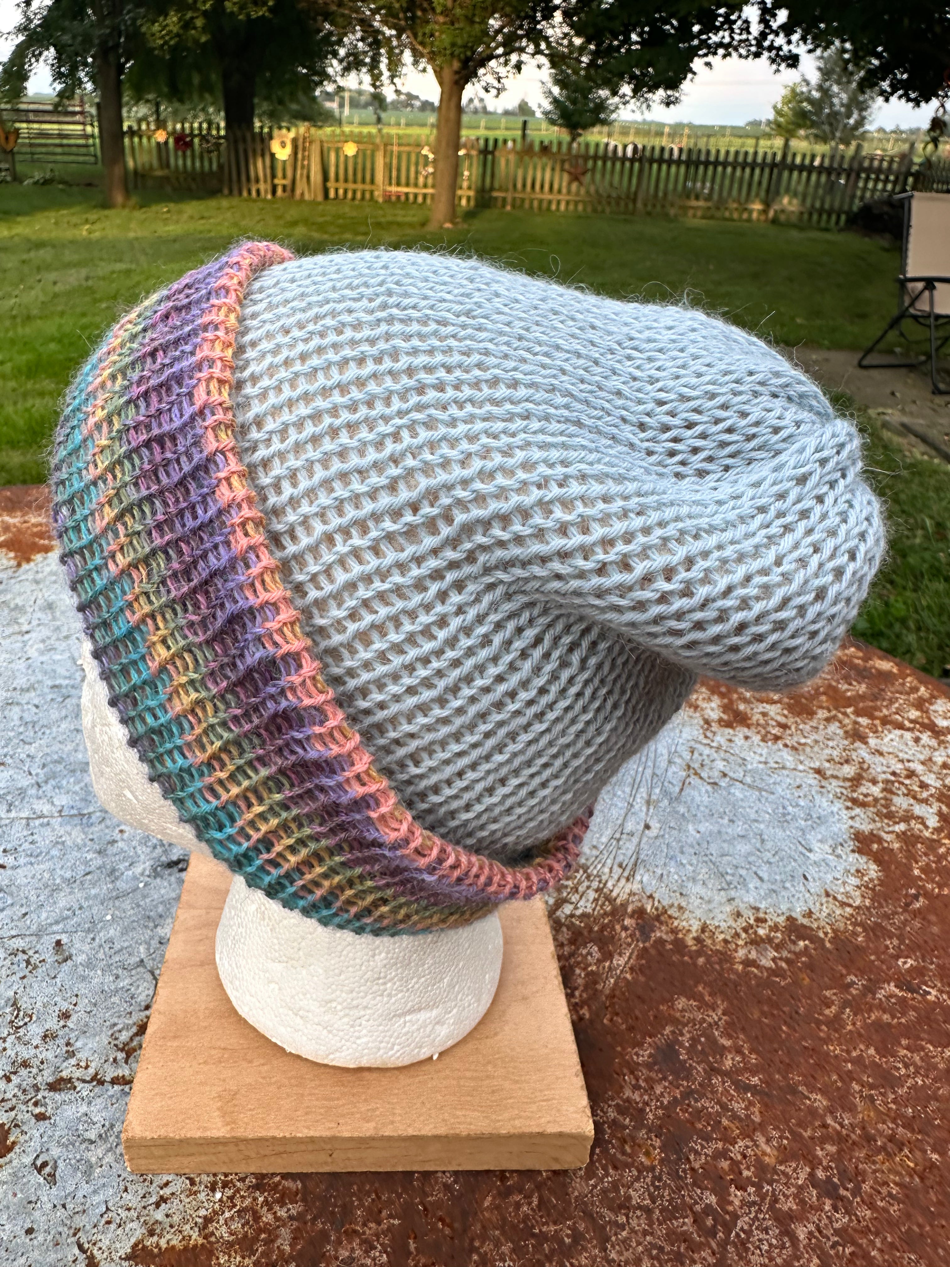Double knit 100% Alpaca hat with fold over brim. Reversible. 3 colors.