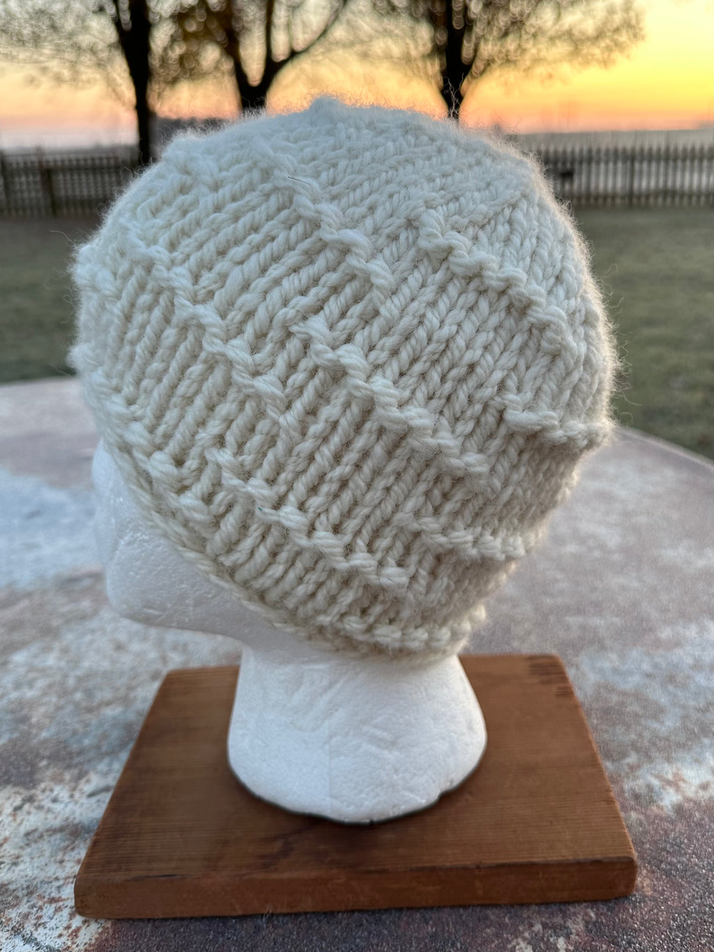 Chunky 100% Alpaca hand knit hat. Natural fiber.