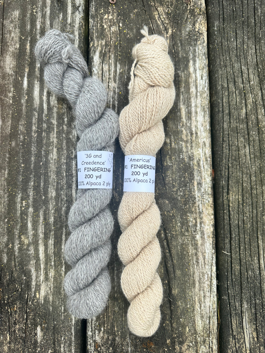 200 yd fingering weight 100% American Alpaca, natural fiber, undyed