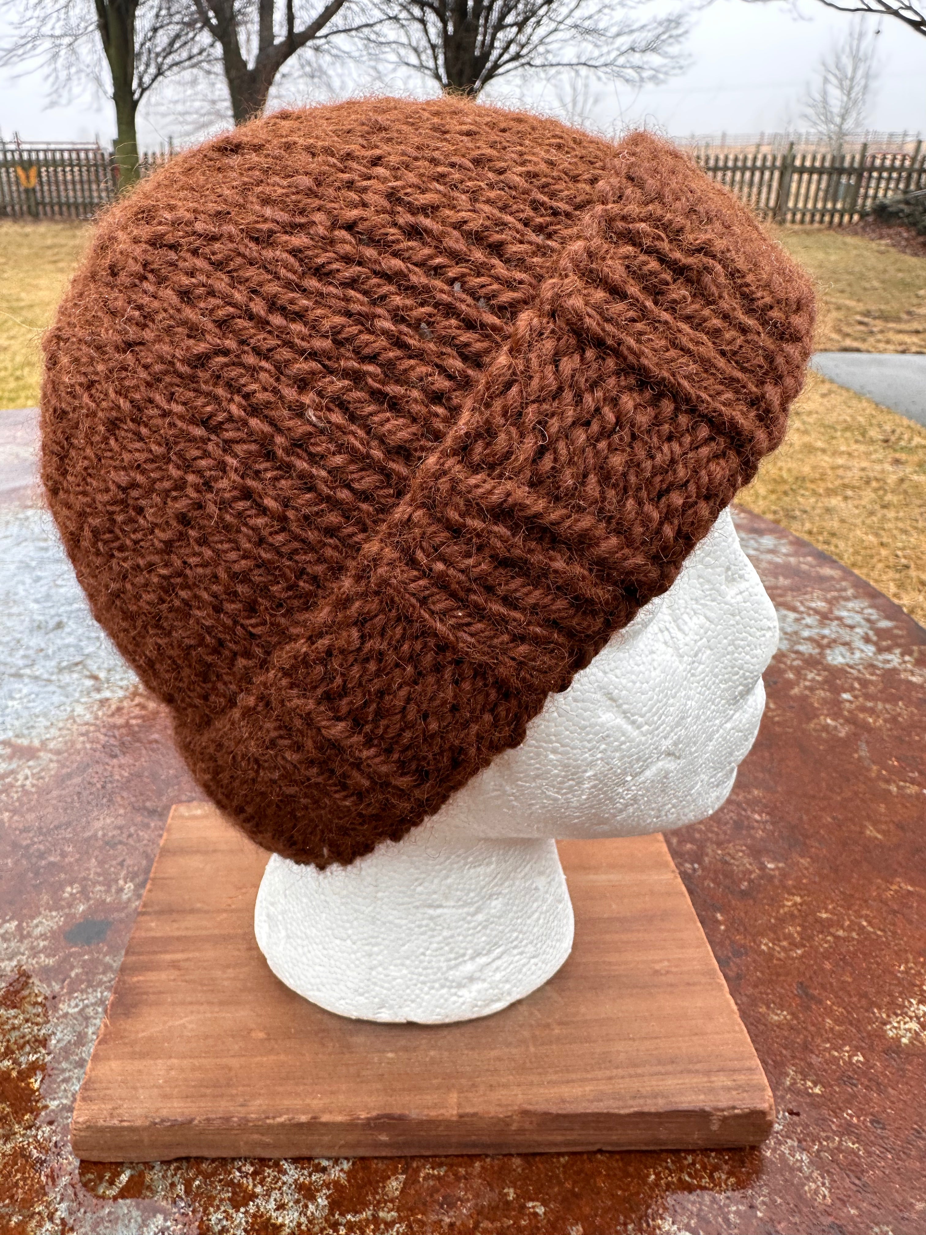 Chunky 100% Alpaca hand knit hat. Natural fiber.