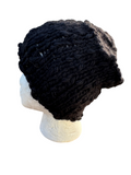 Oak Crest Alpacas and More hand-knit black chunky alpaca and wool beanie on a mannequin head
