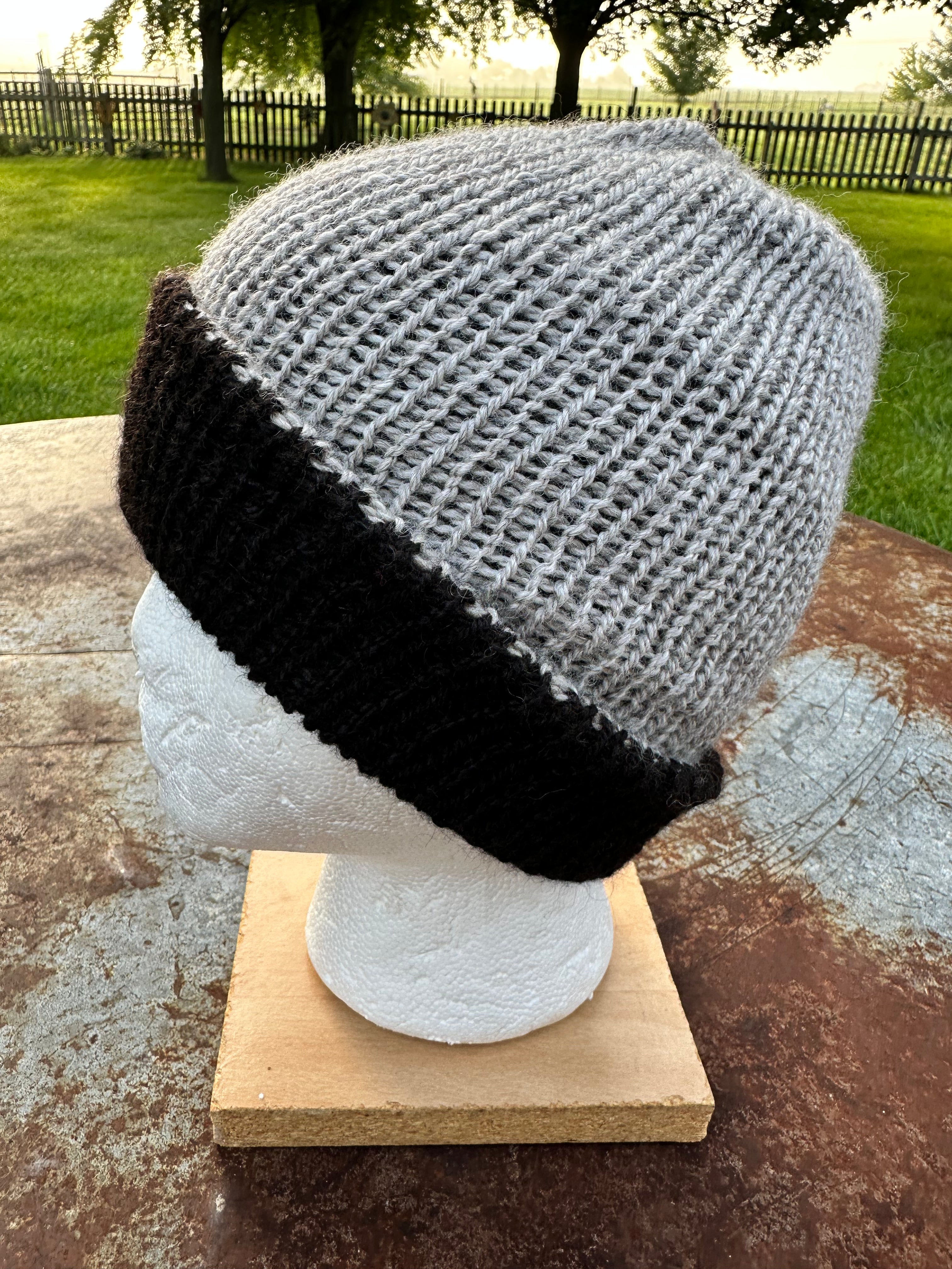 Double knit Alpaca hat with fold over brim