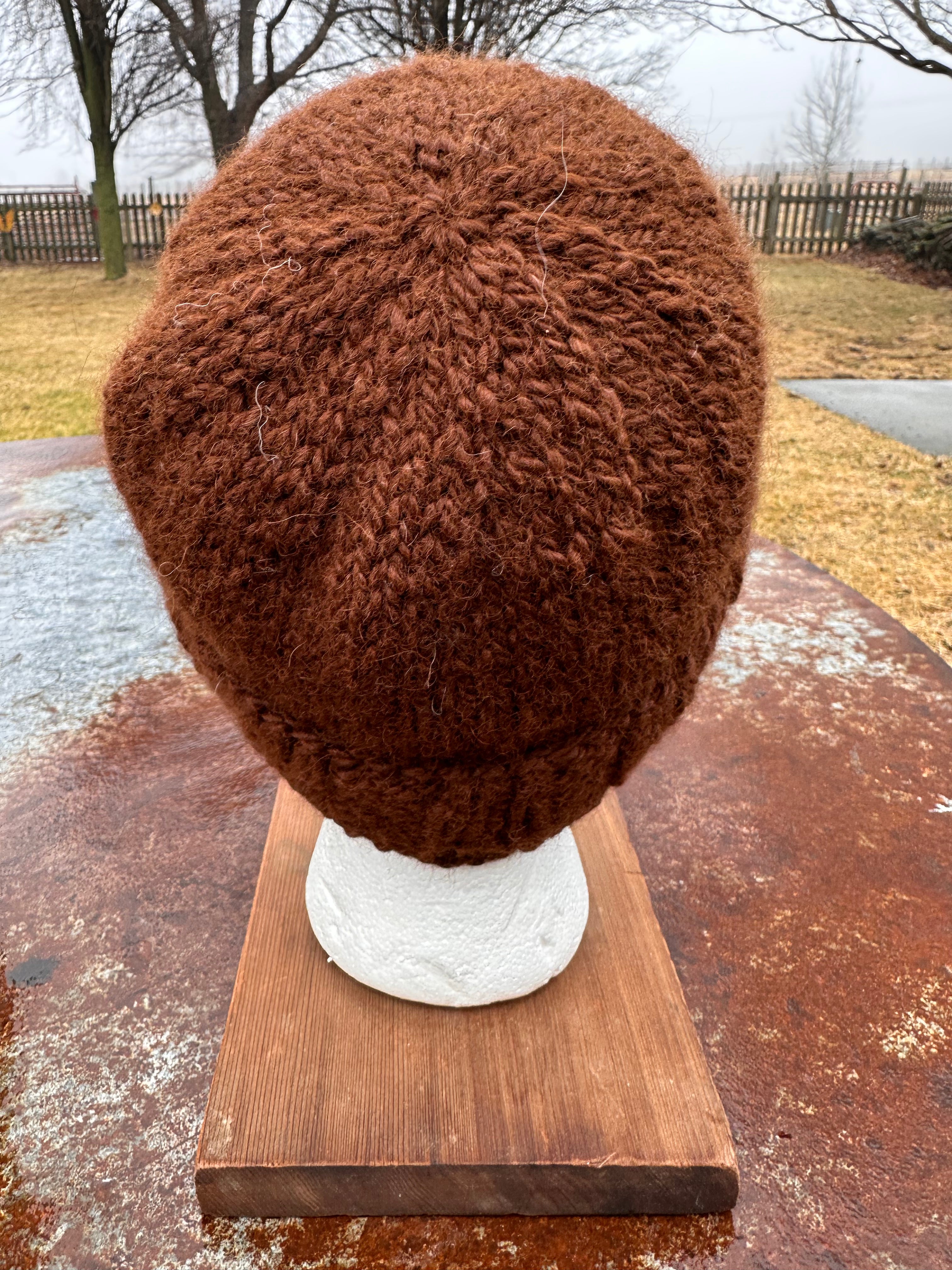 Chunky 100% Alpaca hand knit hat. Natural fiber.