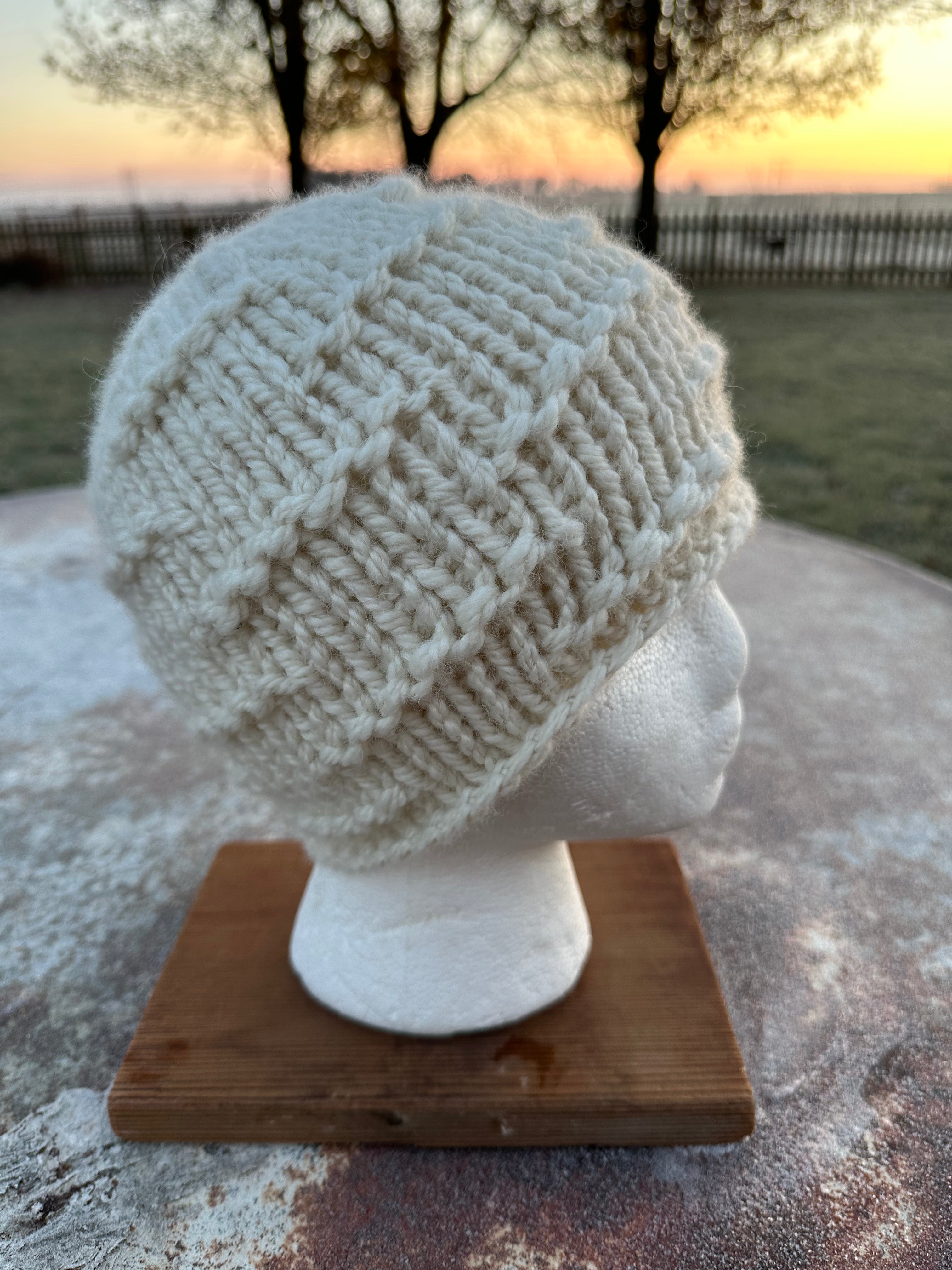 Chunky 100% Alpaca hand knit hat. Natural fiber.