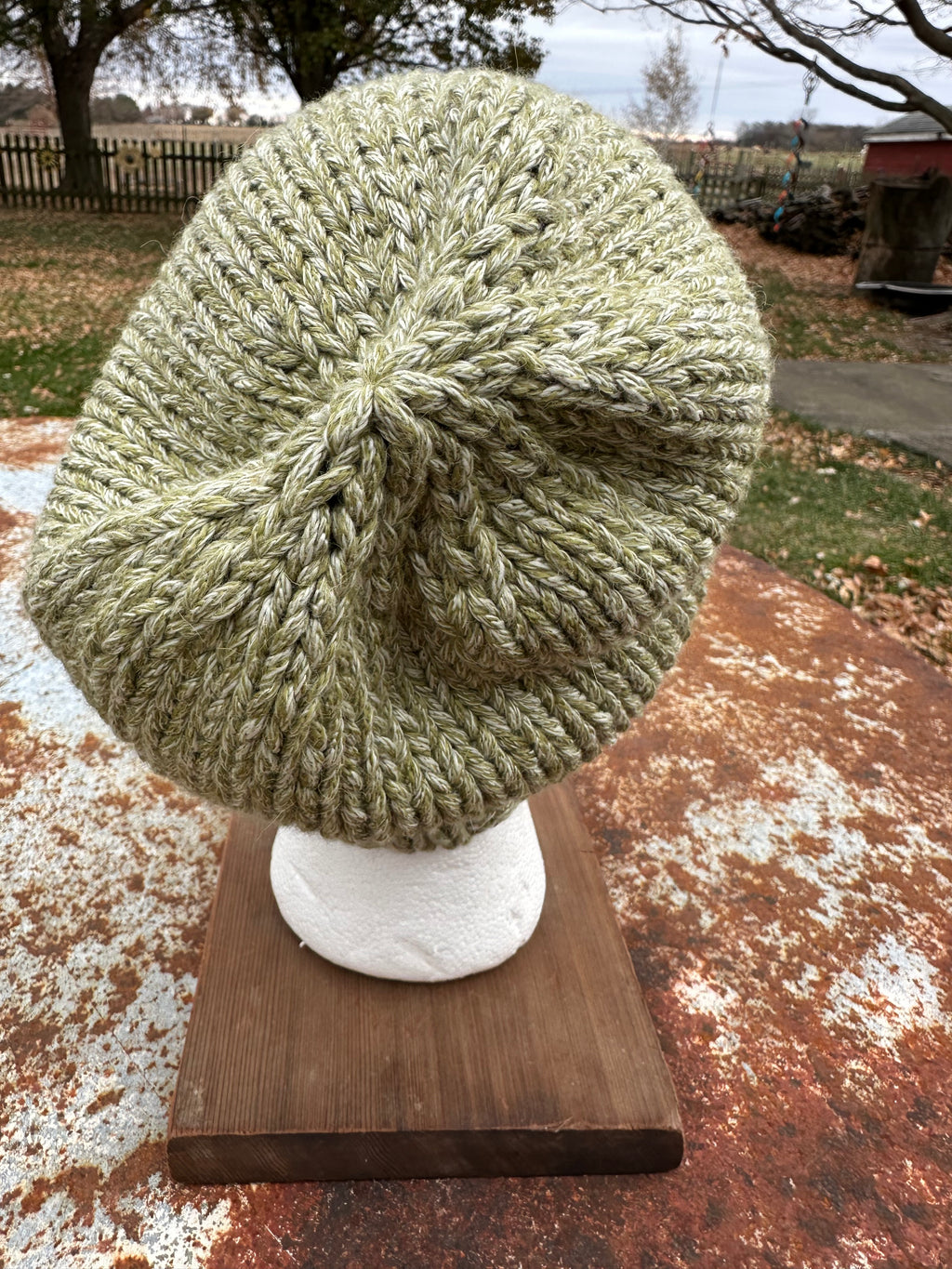 Alpaca/Cotton  textured chunky  hat. Hand knit. Natural Fiber.