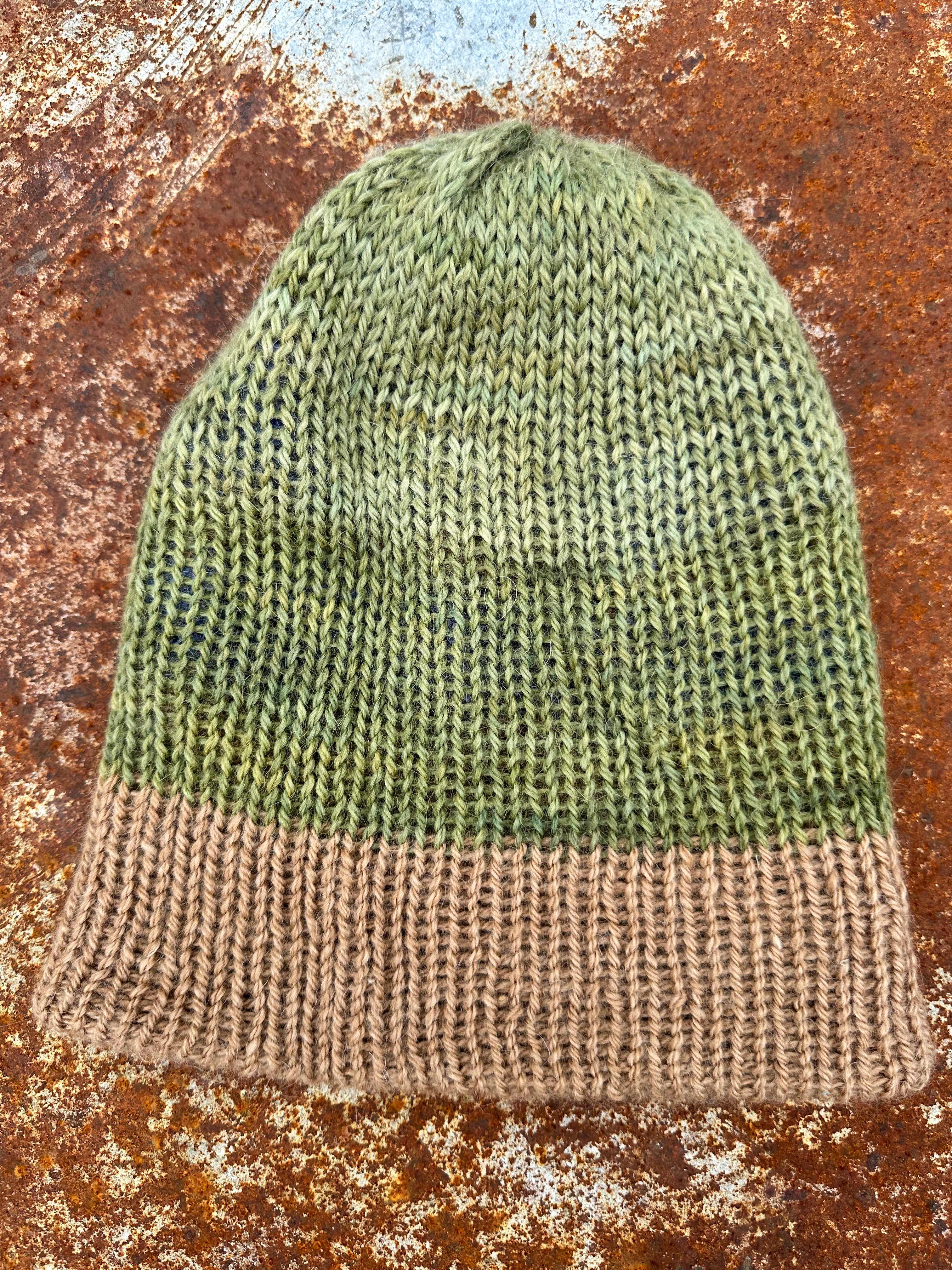 English Double knit 100% Alpaca hat with fold over brim. Reversible. 3 colors.
