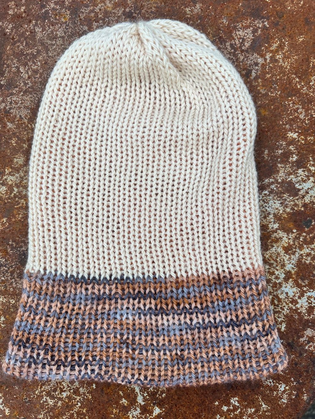 Double knit 100% Alpaca hat with fold over brim. Reversible. 3 colors.