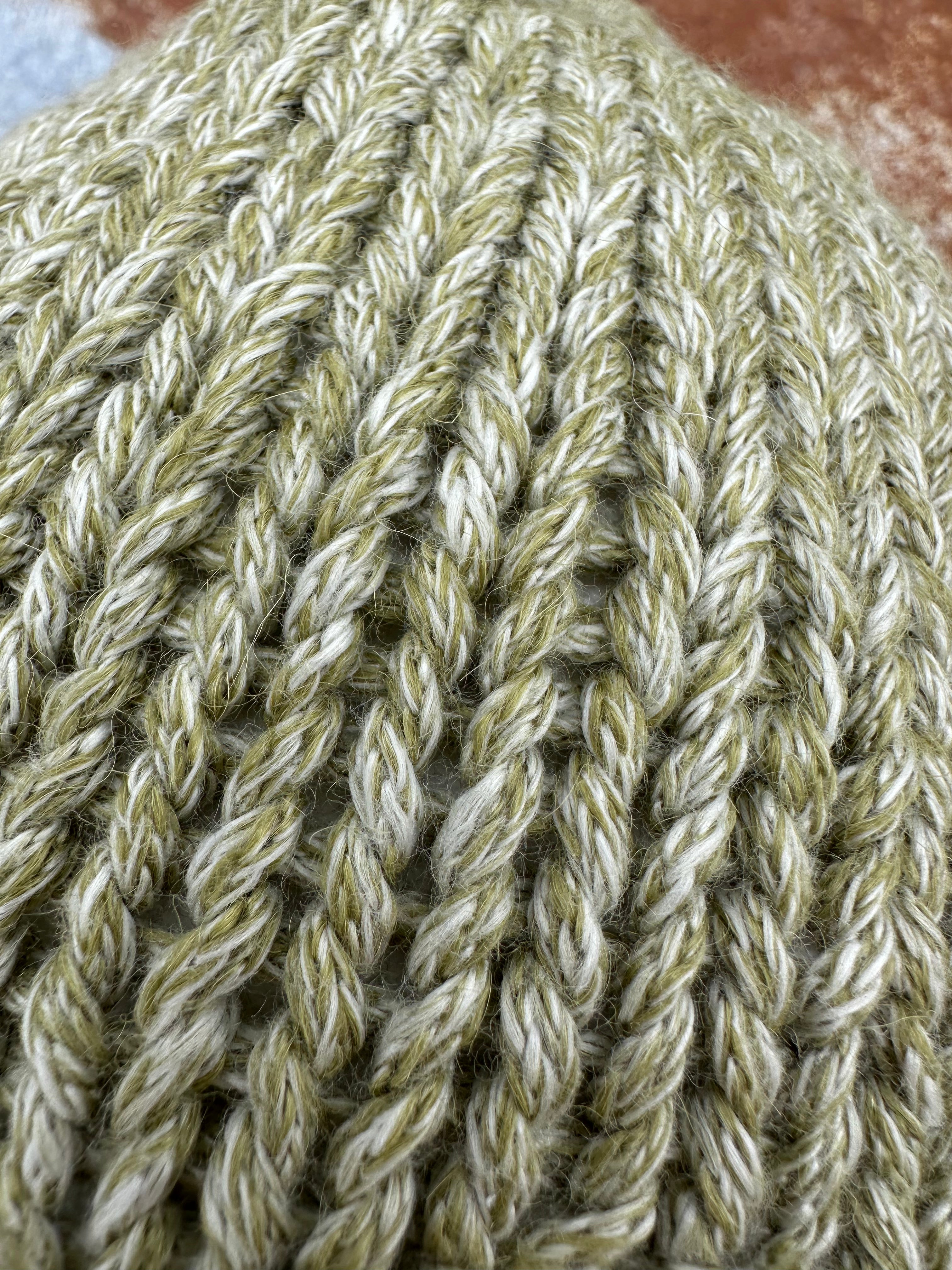 Alpaca/Cotton  textured chunky  hat. Hand knit. Natural Fiber.