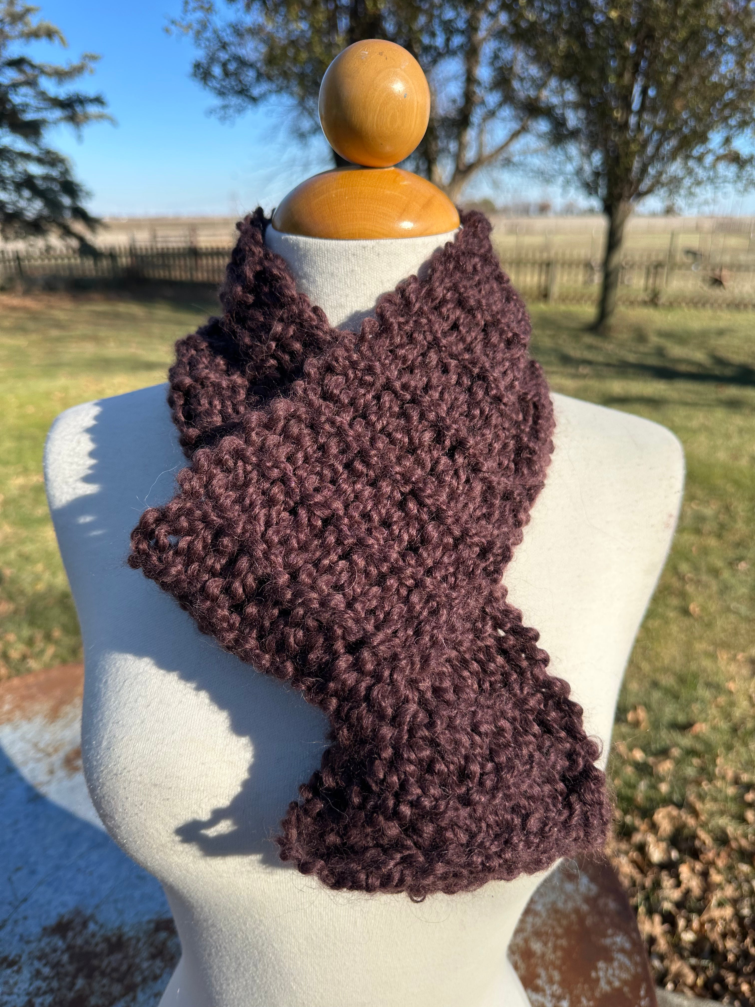 Chocolate Brown Alpaca scarf. Hand made.