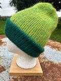 Thick English Double Knit Alpaca hat with fold over brim. Reversible. 3 colors.