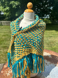 Hand woven alpaca shawl with fringe. 20% Alpaca  plus Acrylic. Chunky yarn. (Copy)
