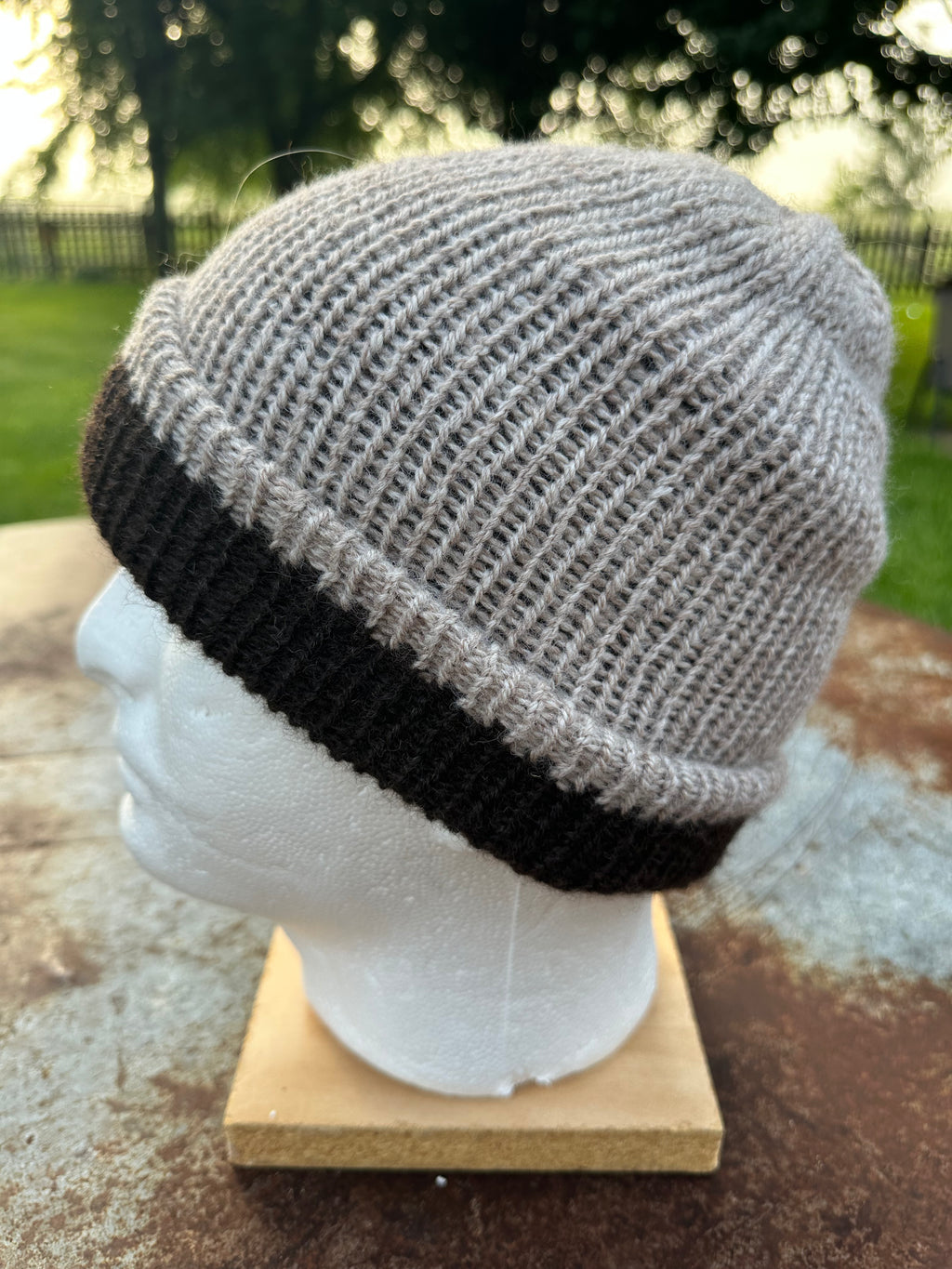 Double knit Alpaca hat with fold over brim