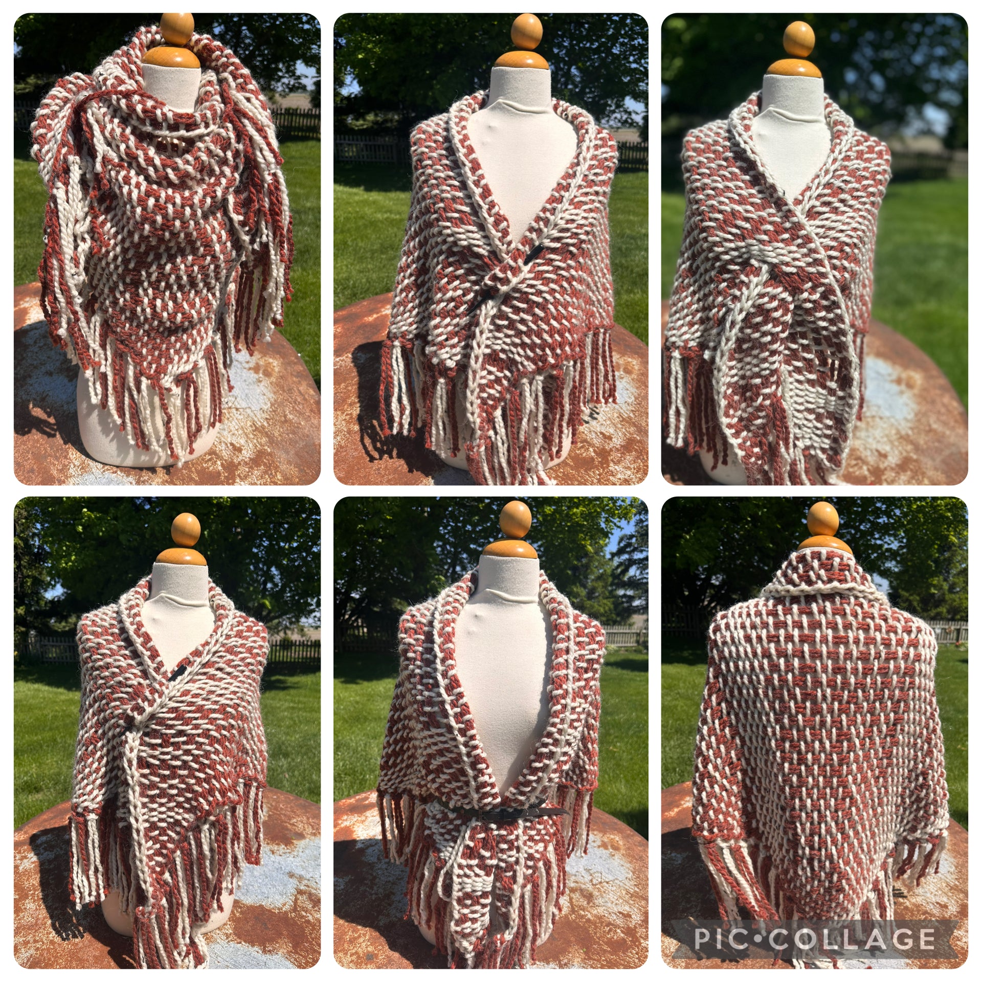 Hand woven alpaca shawl with fringe. 20% Alpaca  plus Acrylic. Chunky yarn.