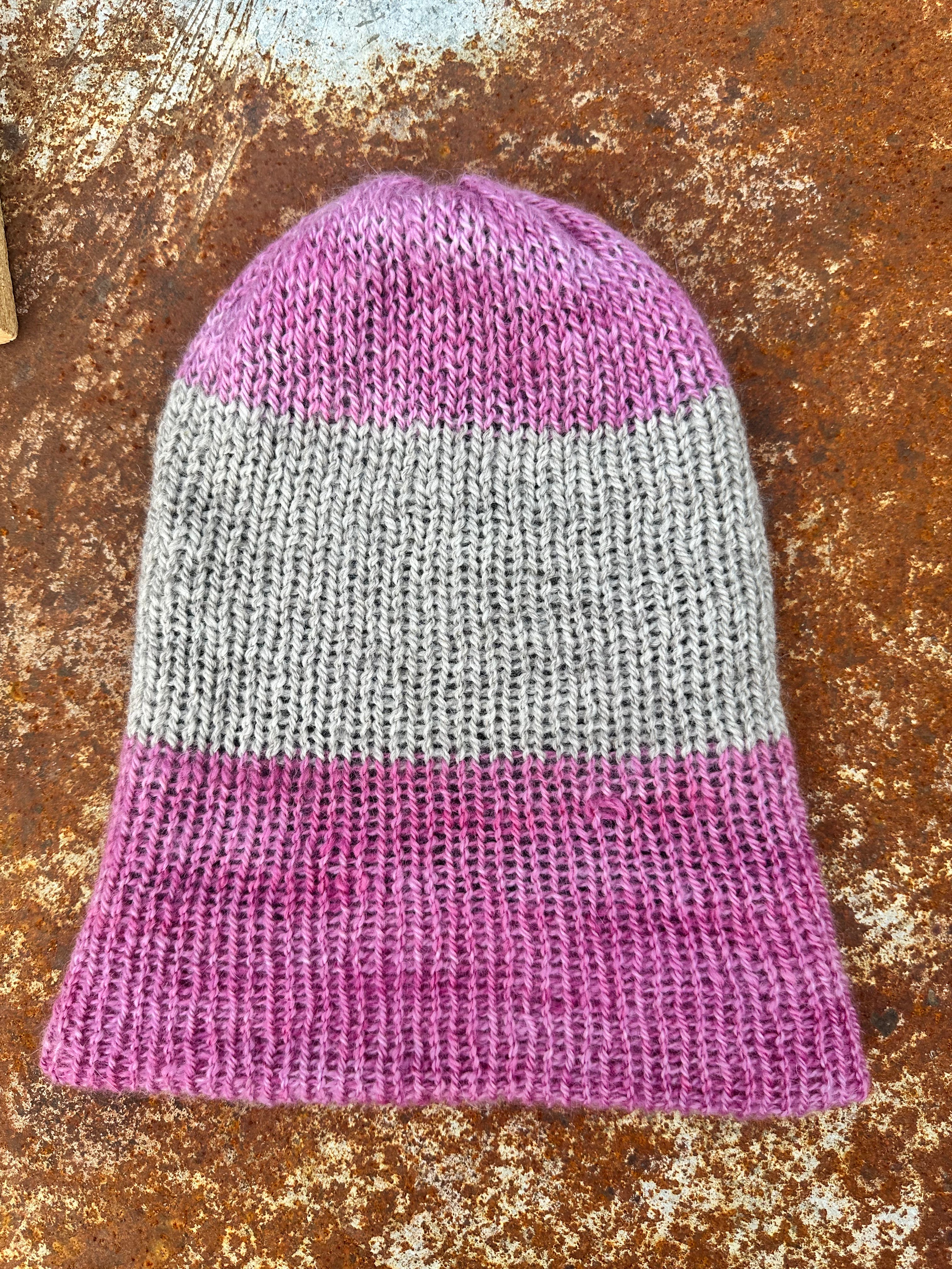 Double knit Alpaca hat with fold over brim. REbersible. 3 colors.