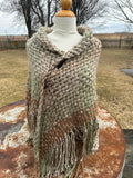 Hand woven alpaca shawl with fringe. 20% Alpaca  plus Acrylic. Chunky yarn.