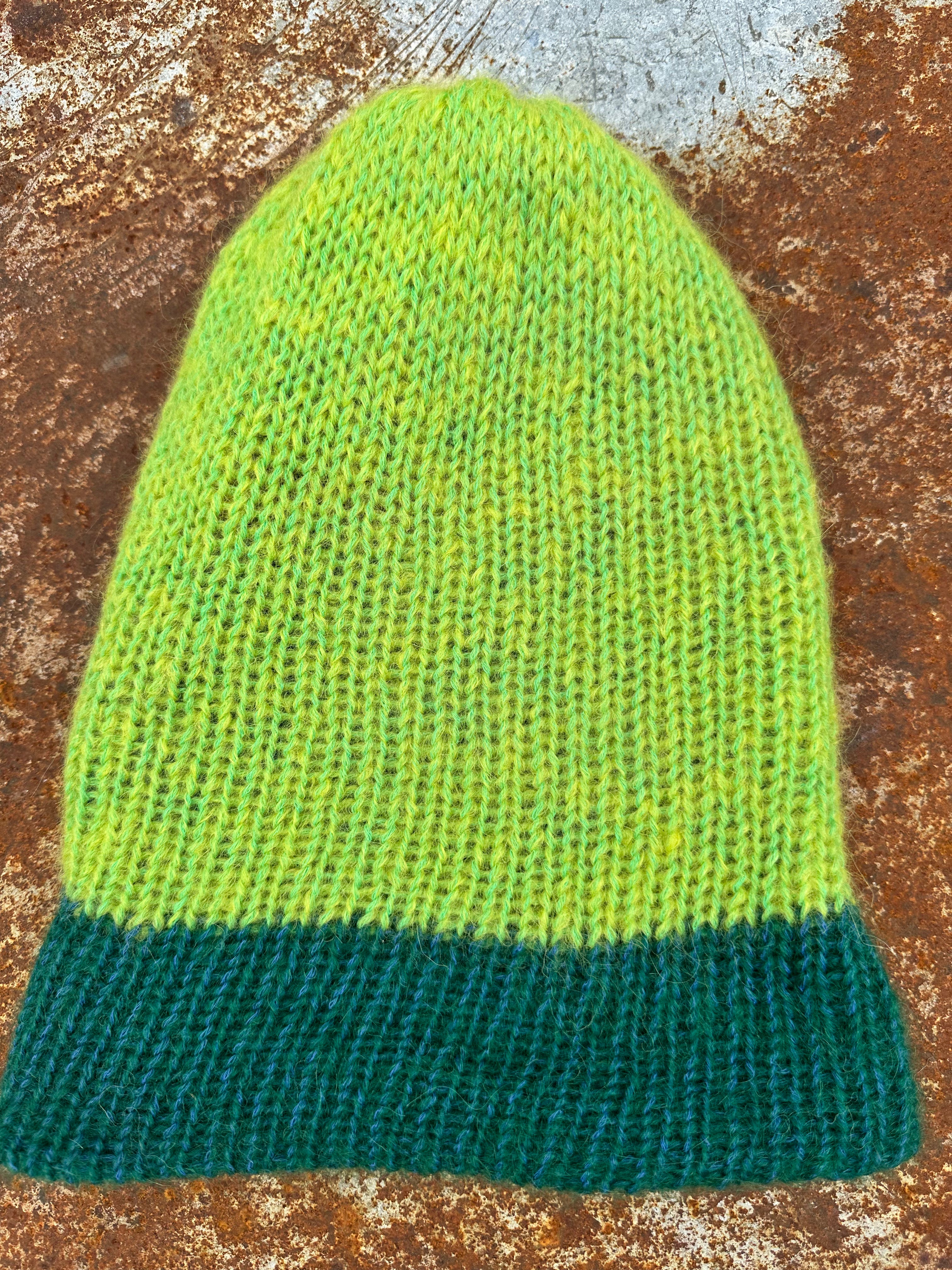 Thick English Double Knit Alpaca hat with fold over brim. Reversible. 3 colors.
