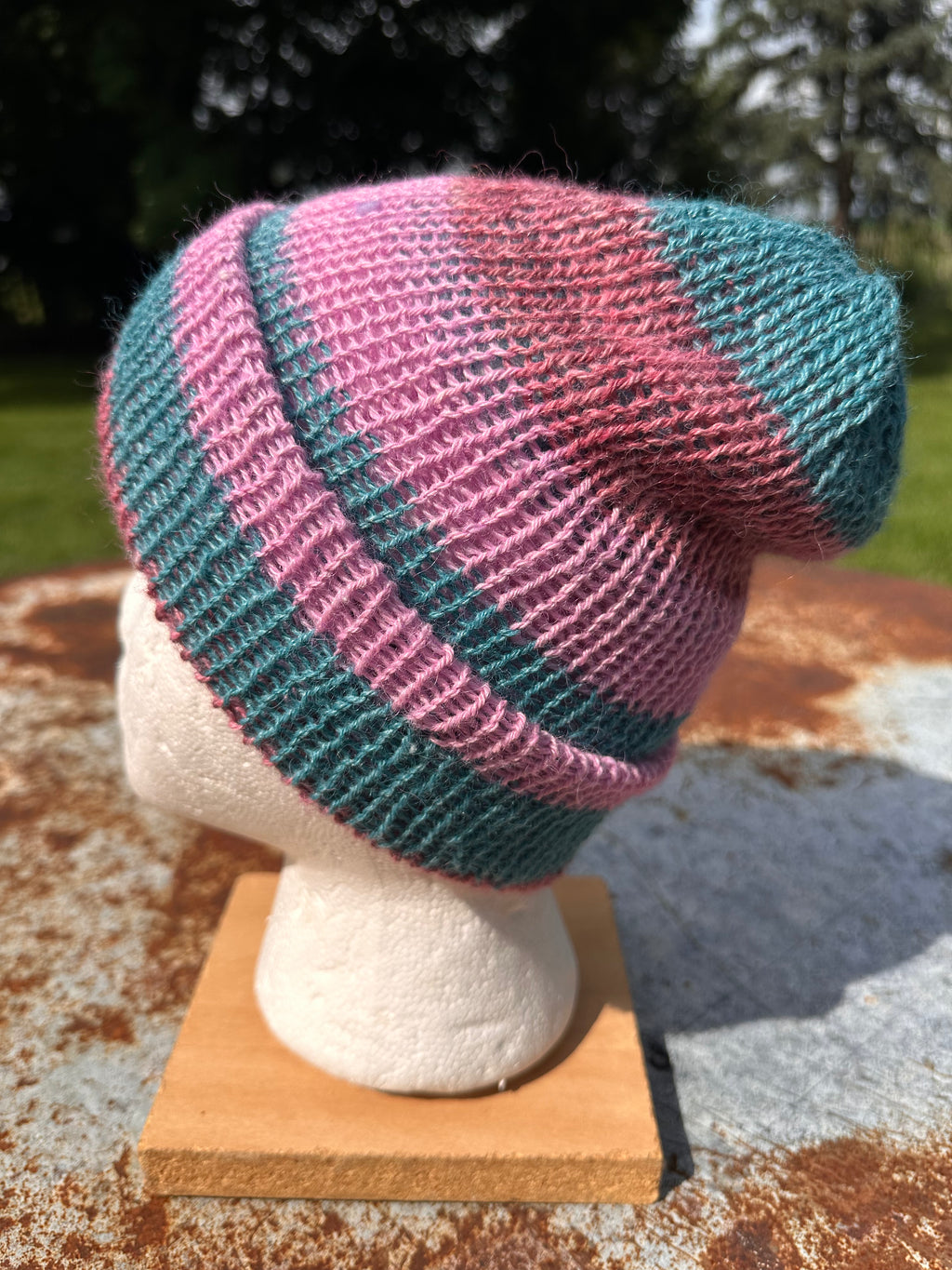 Lightweight double knit Alpaca hat with fold over brim