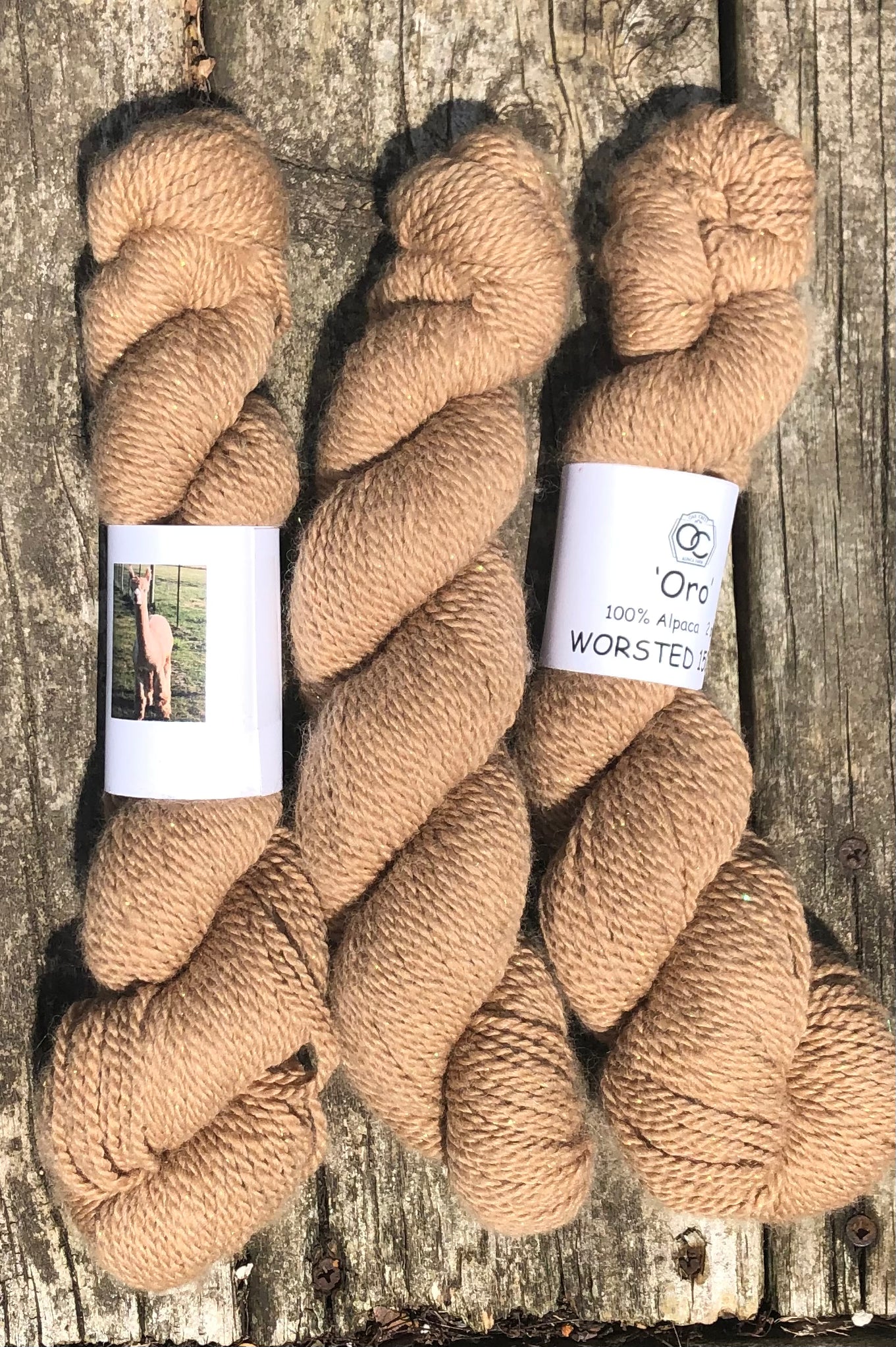 200 yd of Worsted 100% USA Alpaca from our alpacas, 2 ply. Natural Colors