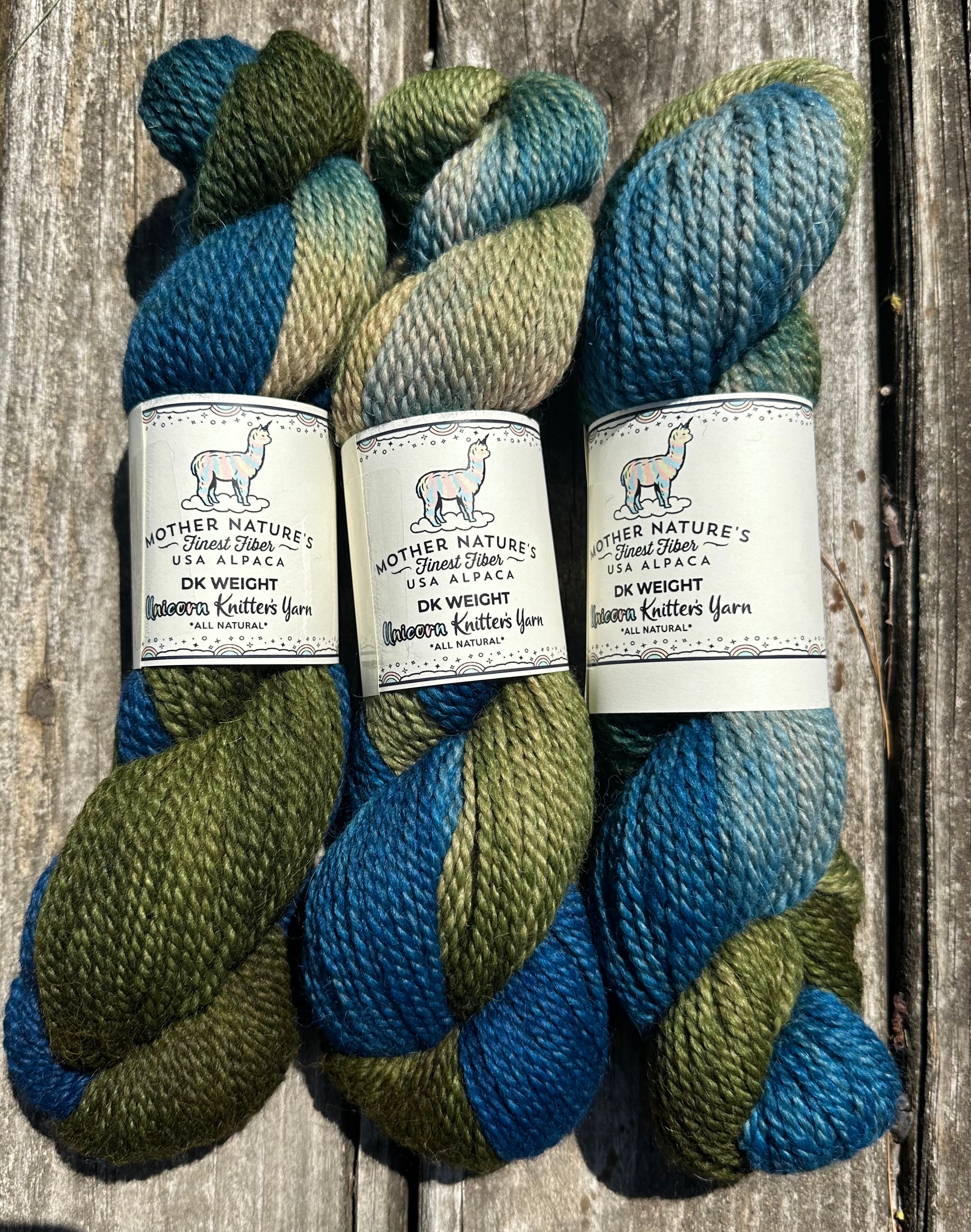 200 yards DK Variegated Alpaca/Merino Yarn.
