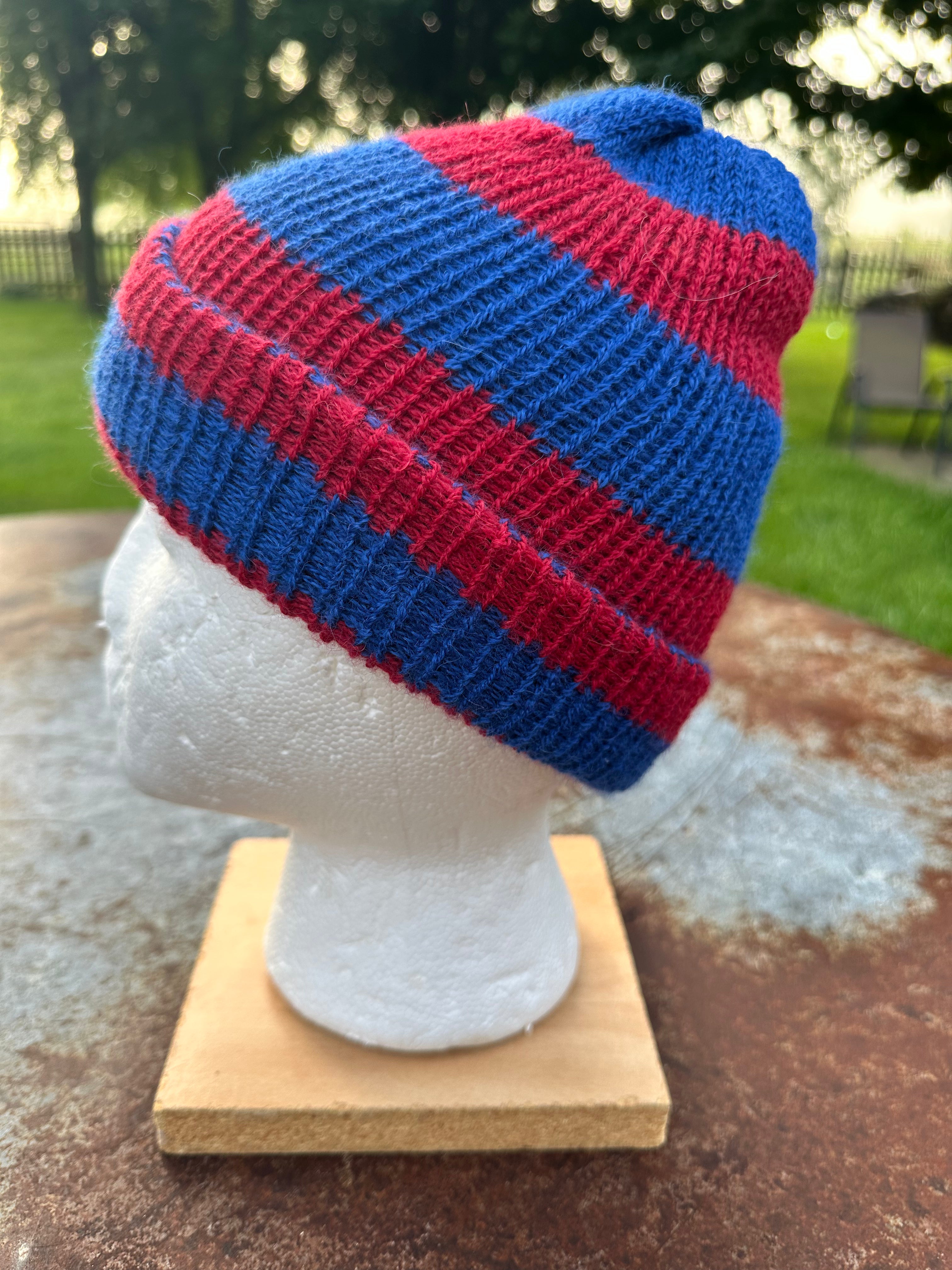 Double knit Alpaca hat with fold over brim
