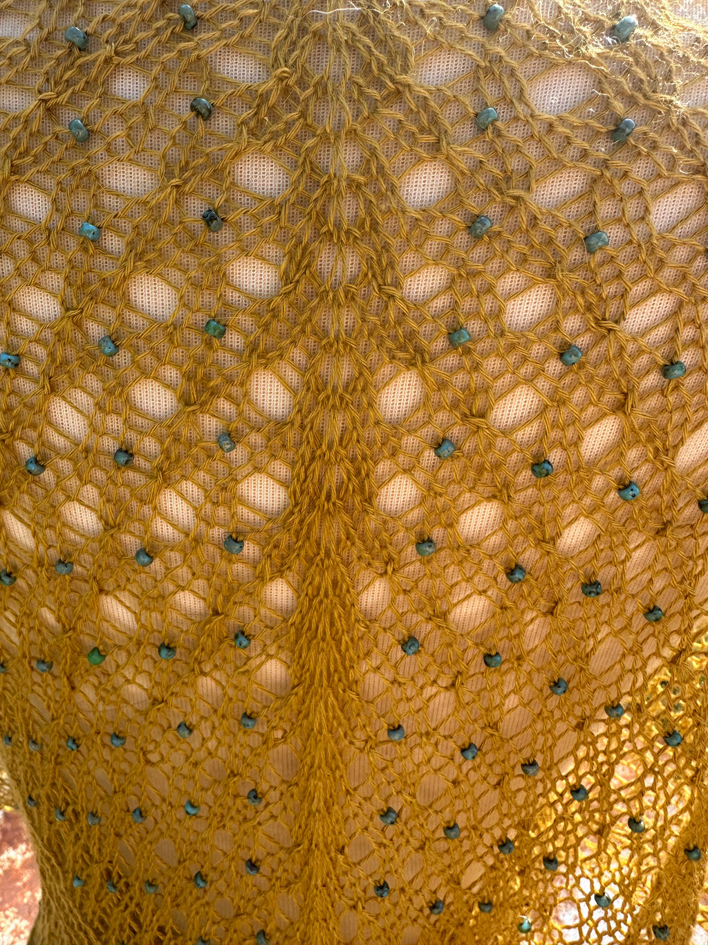 Hand knit Llama/Silk beaded lace shawl. Luxury.