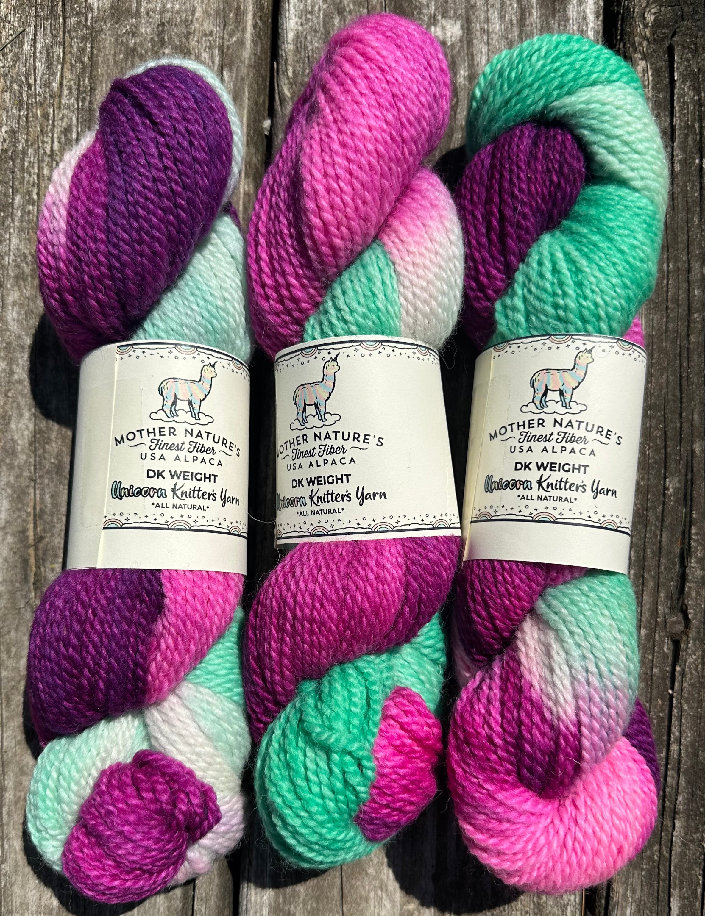 200 yards DK Variegated Alpaca/Merino Yarn.