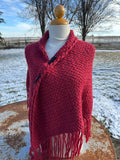 100% Alpaca hand woven shawl with fringe. Very soft and warm.