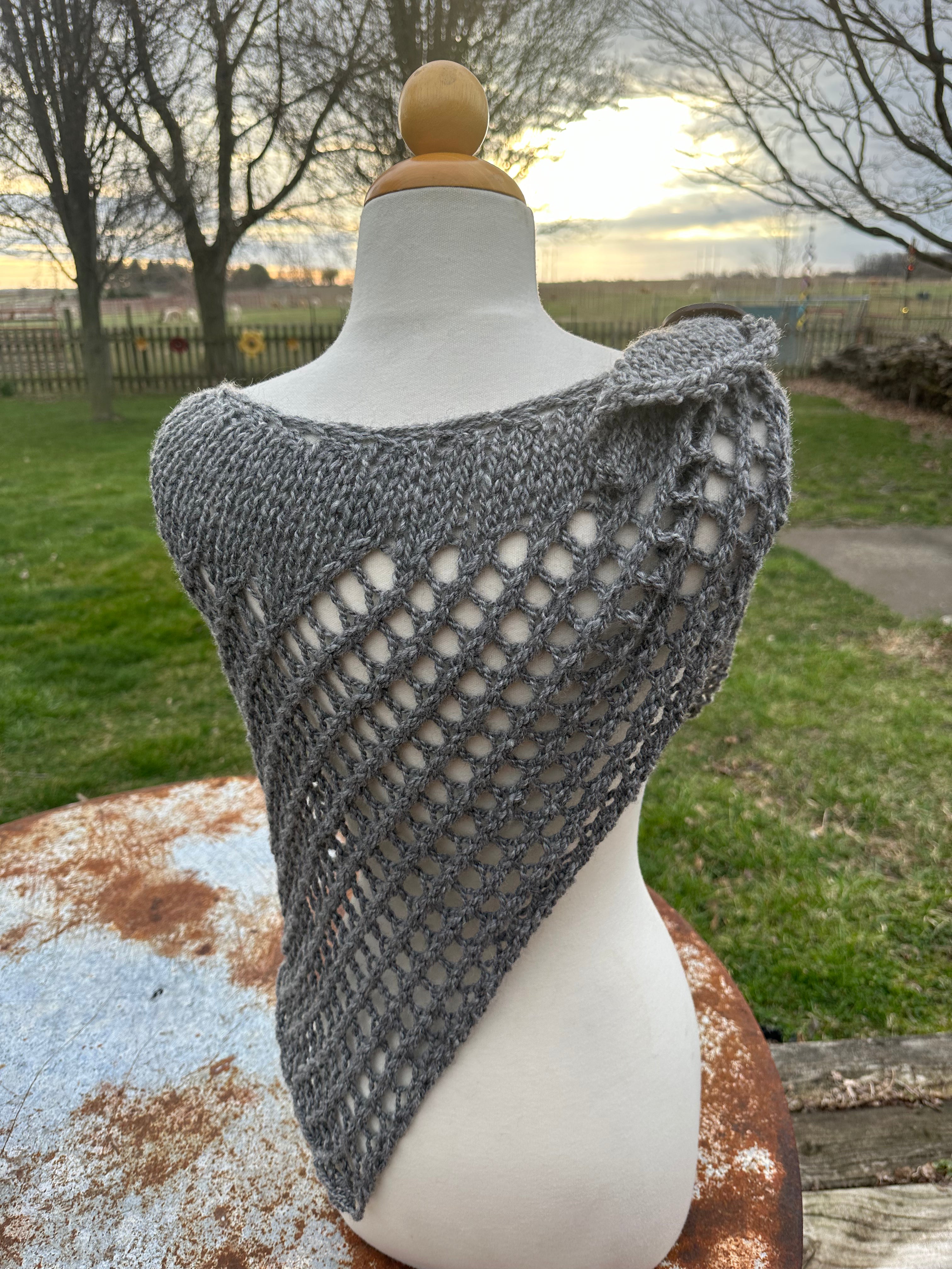 Alpaca hand knit  shawl. Luxury.