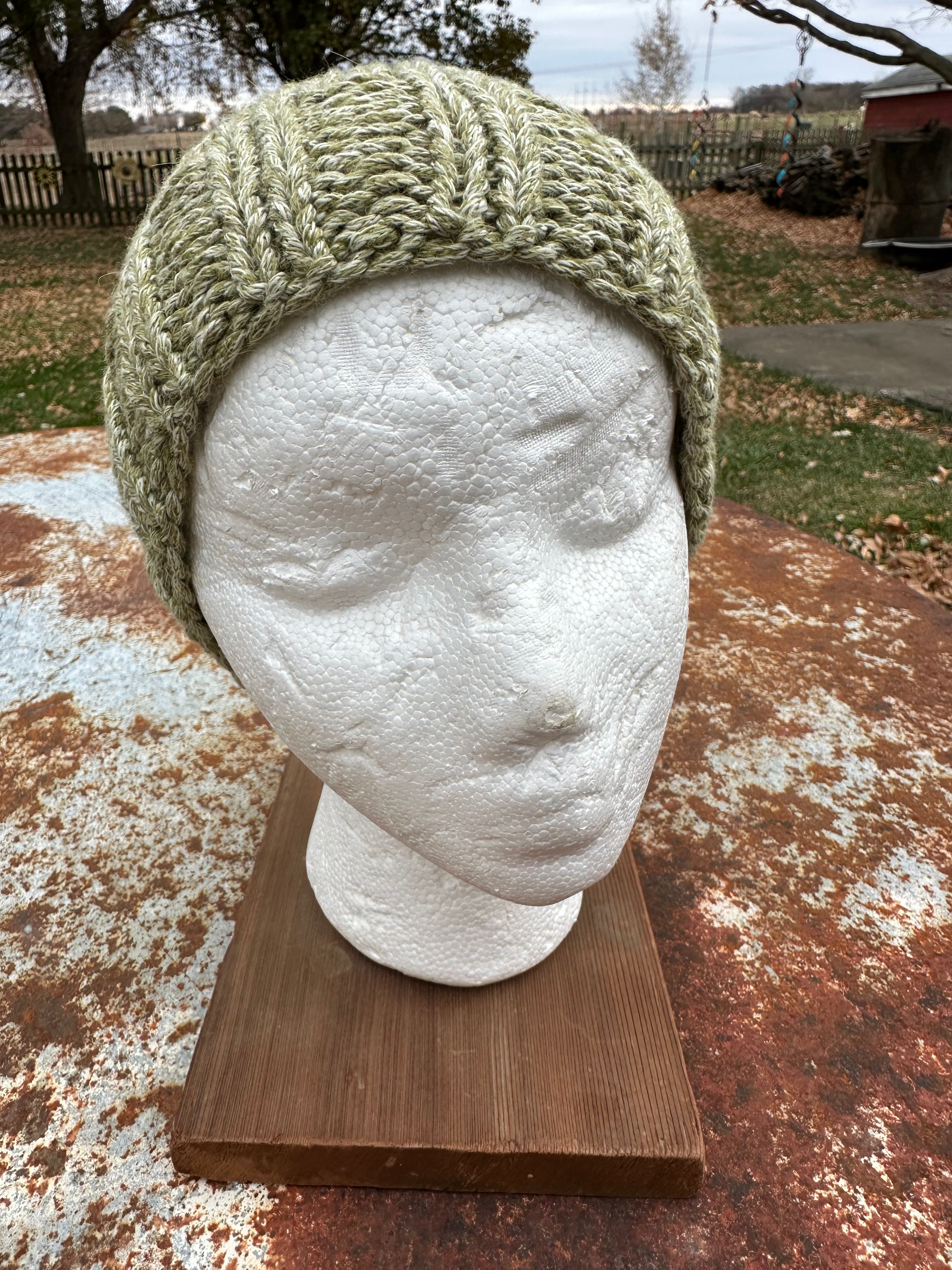 Alpaca/Cotton  textured chunky  hat. Hand knit. Natural Fiber.