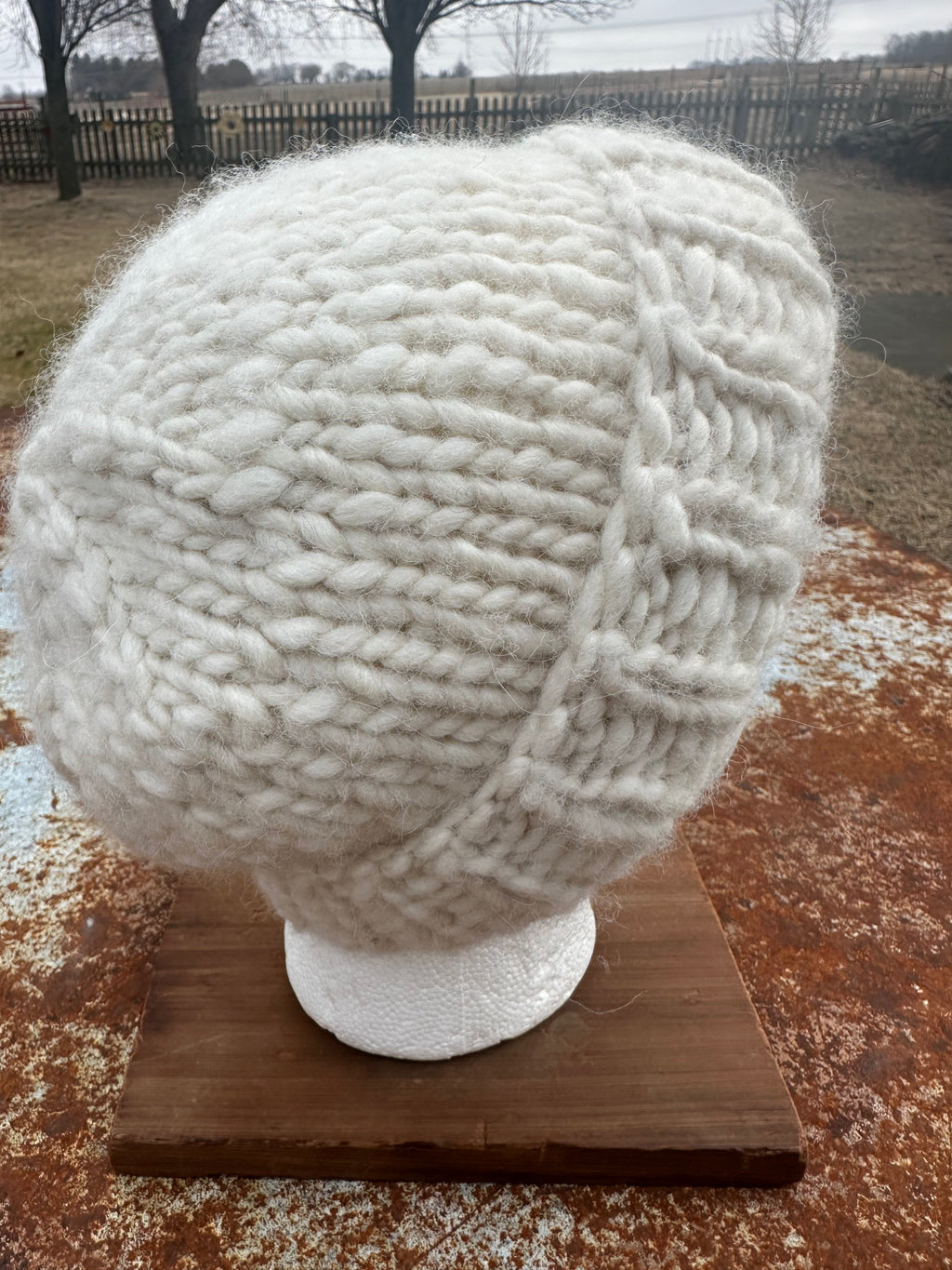 Chunky 100% Alpaca hand knit hat. Natural fiber.