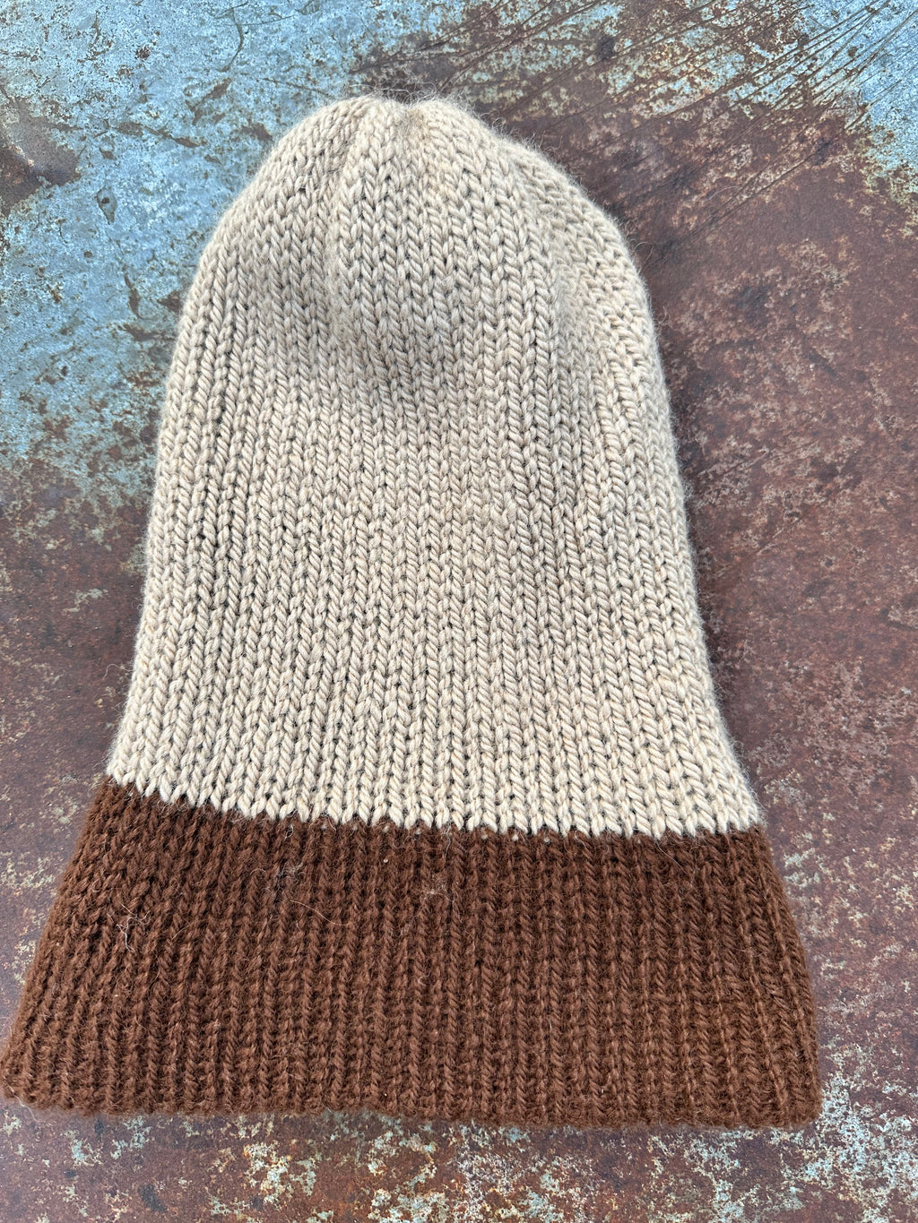 Thick Reversible English Double knit Alpaca hat with fold over brim