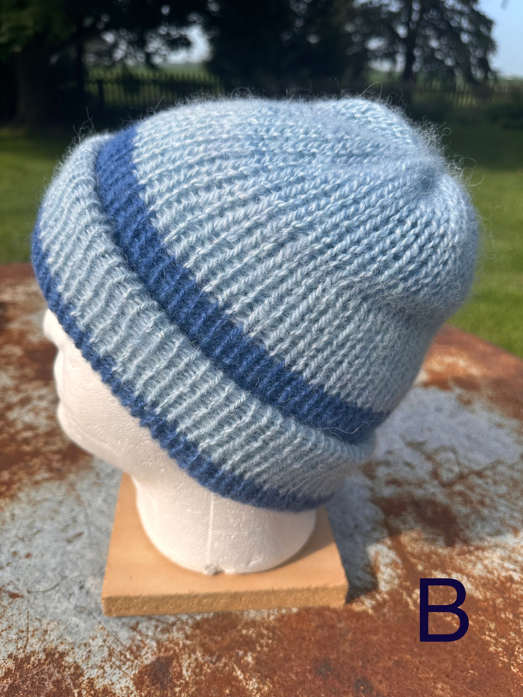 Thick Reversible English Double knit Alpaca hat with fold over brim