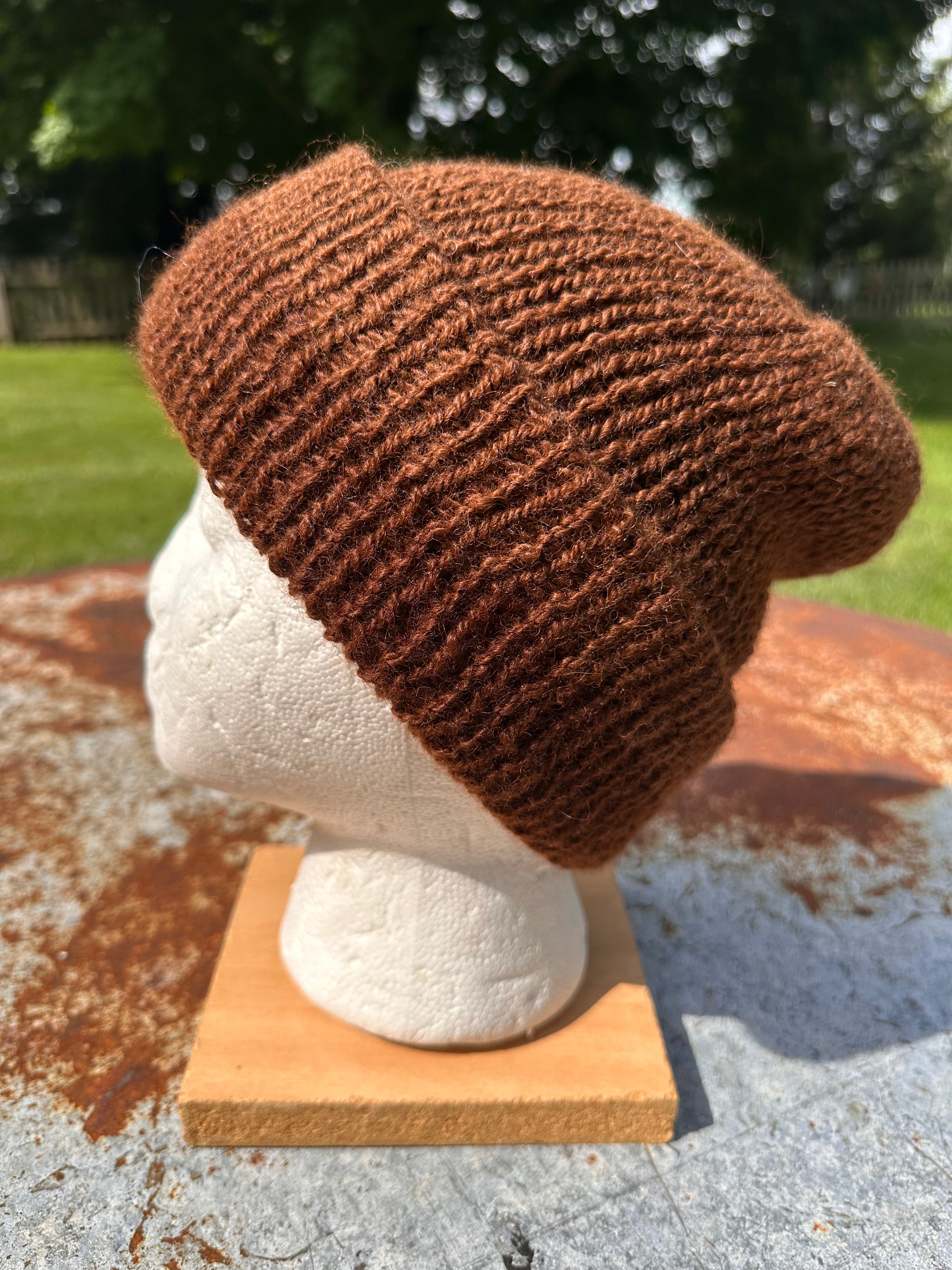 Double knit Alpaca hat with fold over brim