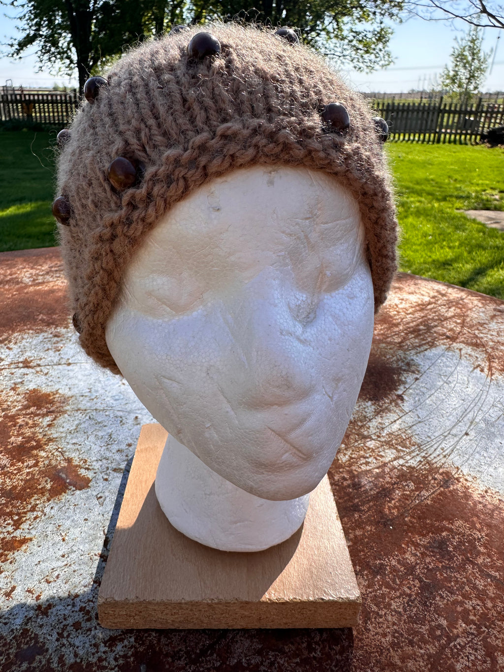 Chunky 100% Alpaca hand knit hat. Natural fiber.