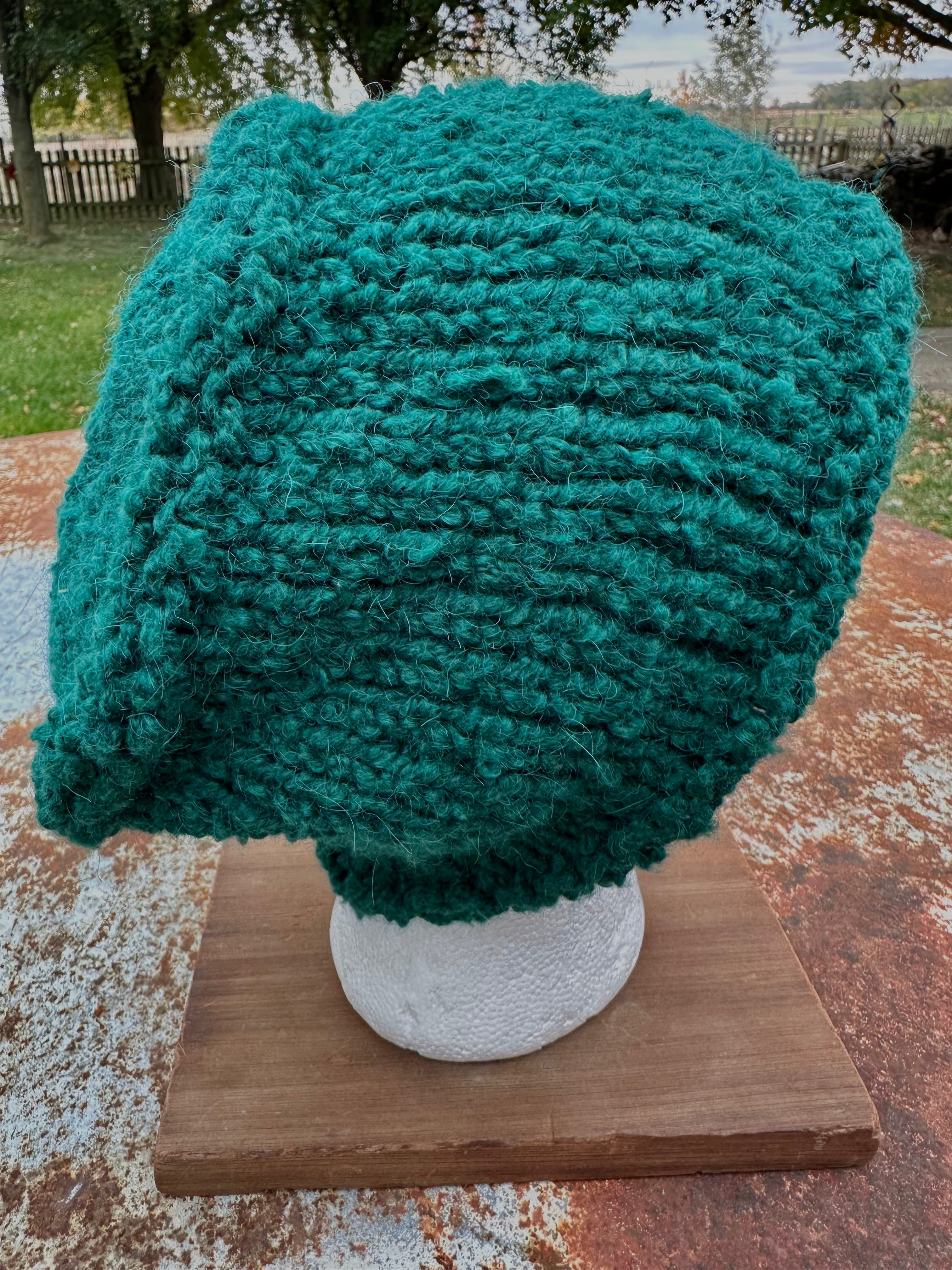 Alpaca/Cotton  textured chunky  hat. Hand knit. Natural Fiber.
